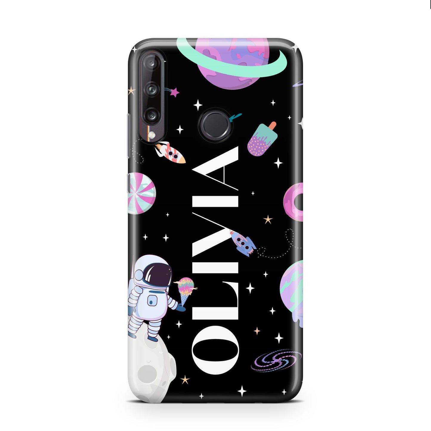 Sweet Treats in Space with Name Huawei P40 Lite E Phone Case