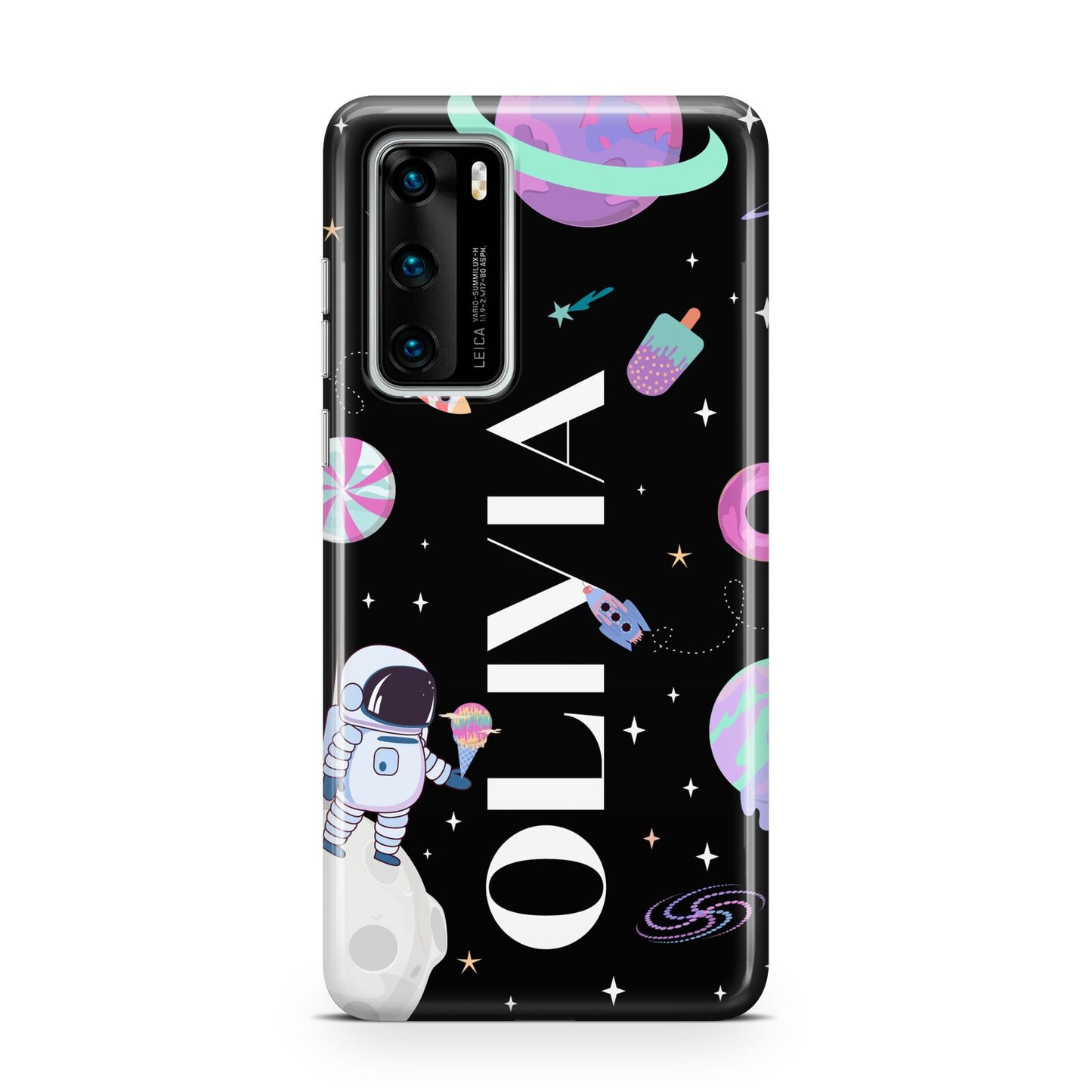 Sweet Treats in Space with Name Huawei P40 Phone Case