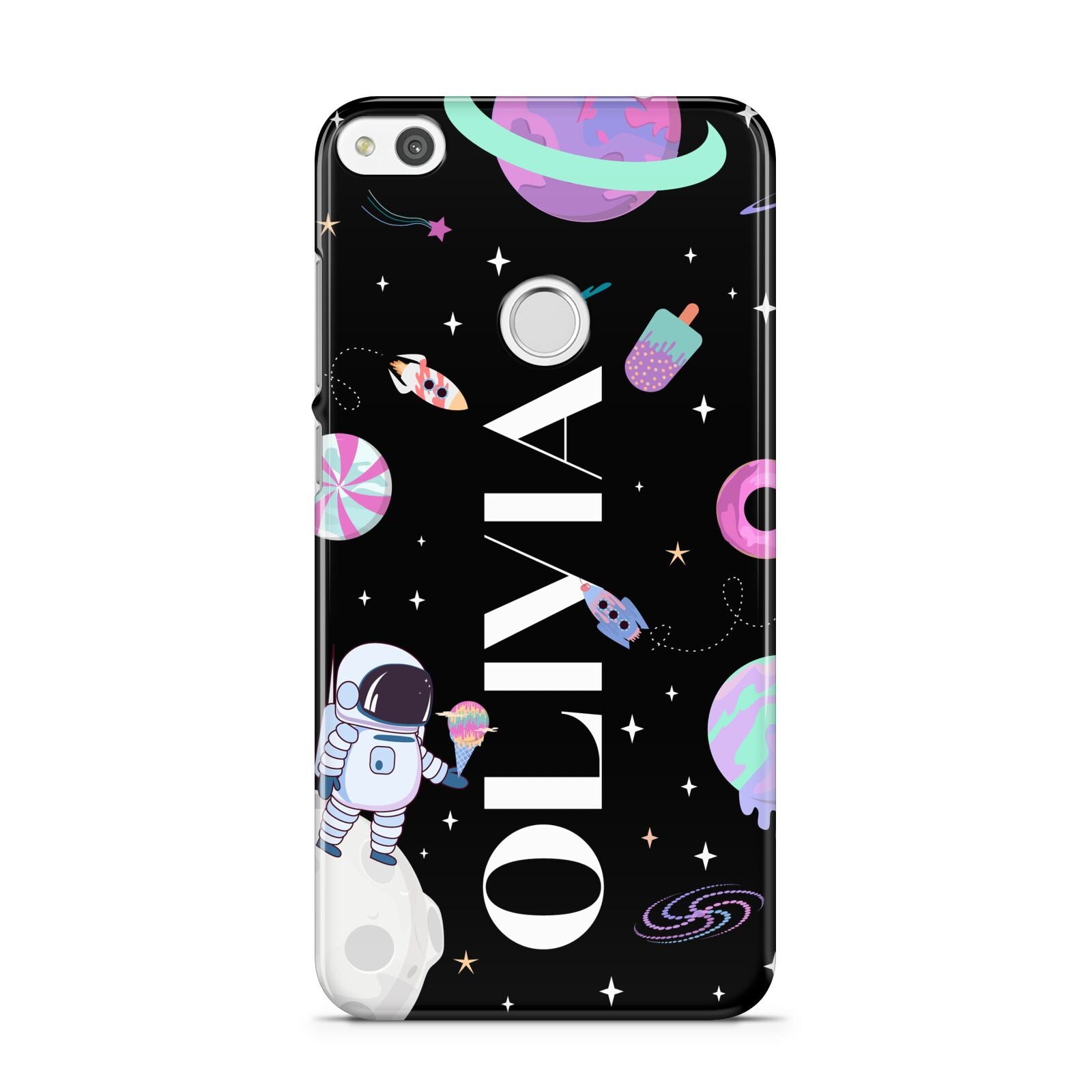 Sweet Treats in Space with Name Huawei P8 Lite Case