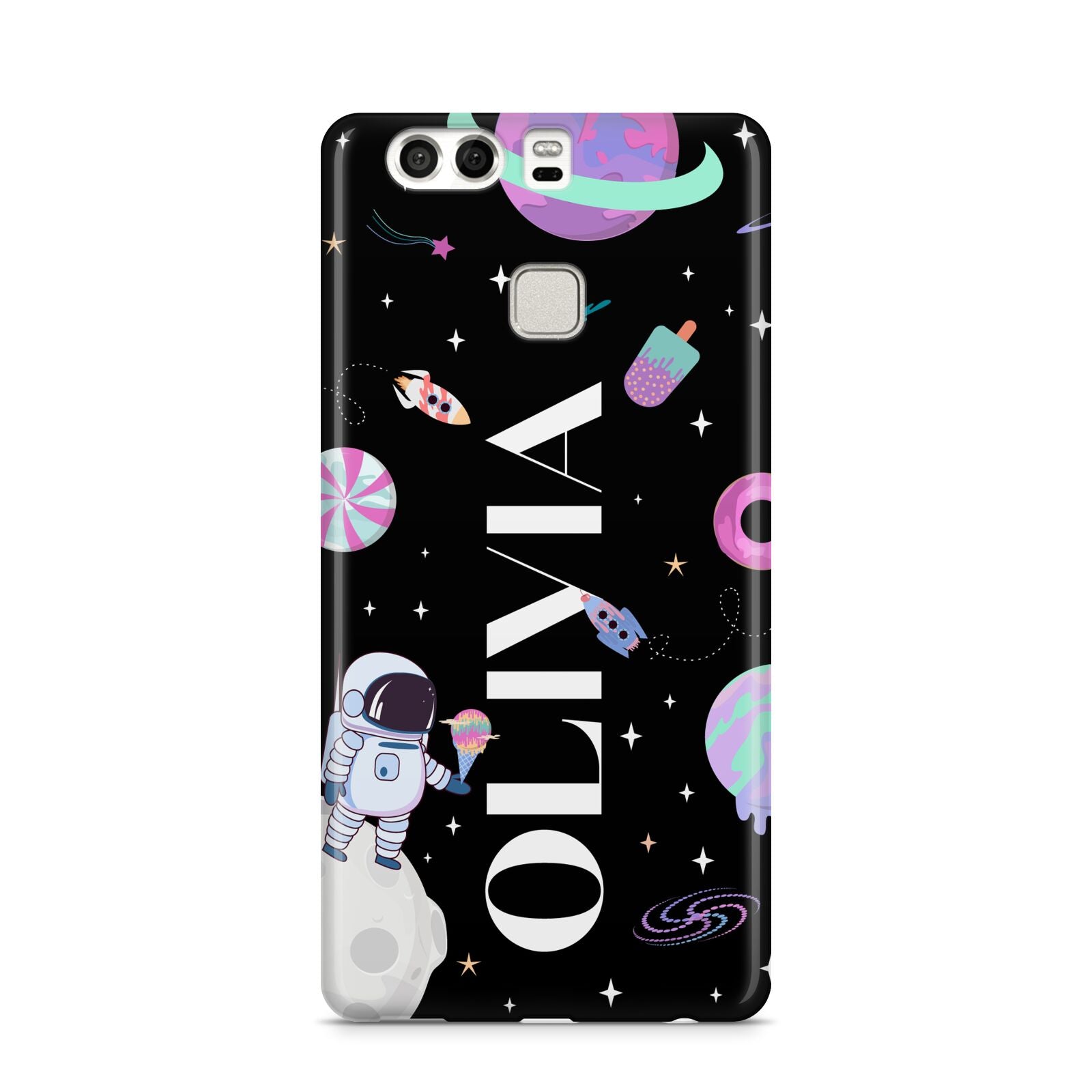 Sweet Treats in Space with Name Huawei P9 Case