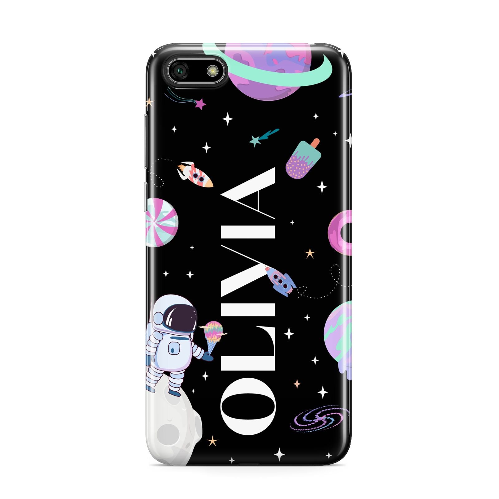 Sweet Treats in Space with Name Huawei Y5 Prime 2018 Phone Case