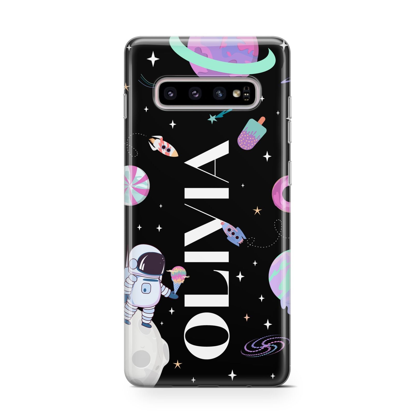 Sweet Treats in Space with Name Protective Samsung Galaxy Case