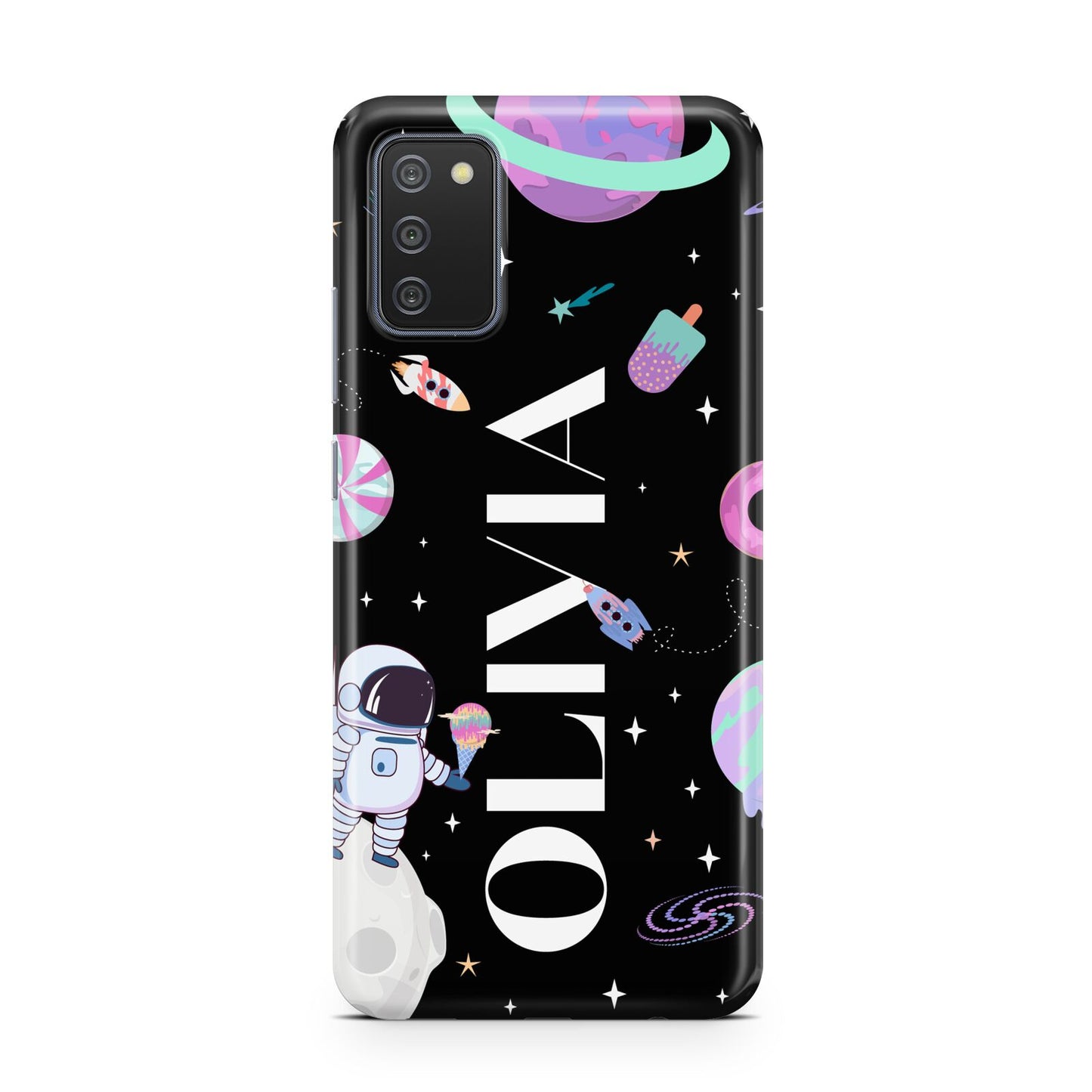 Sweet Treats in Space with Name Samsung A02s Case