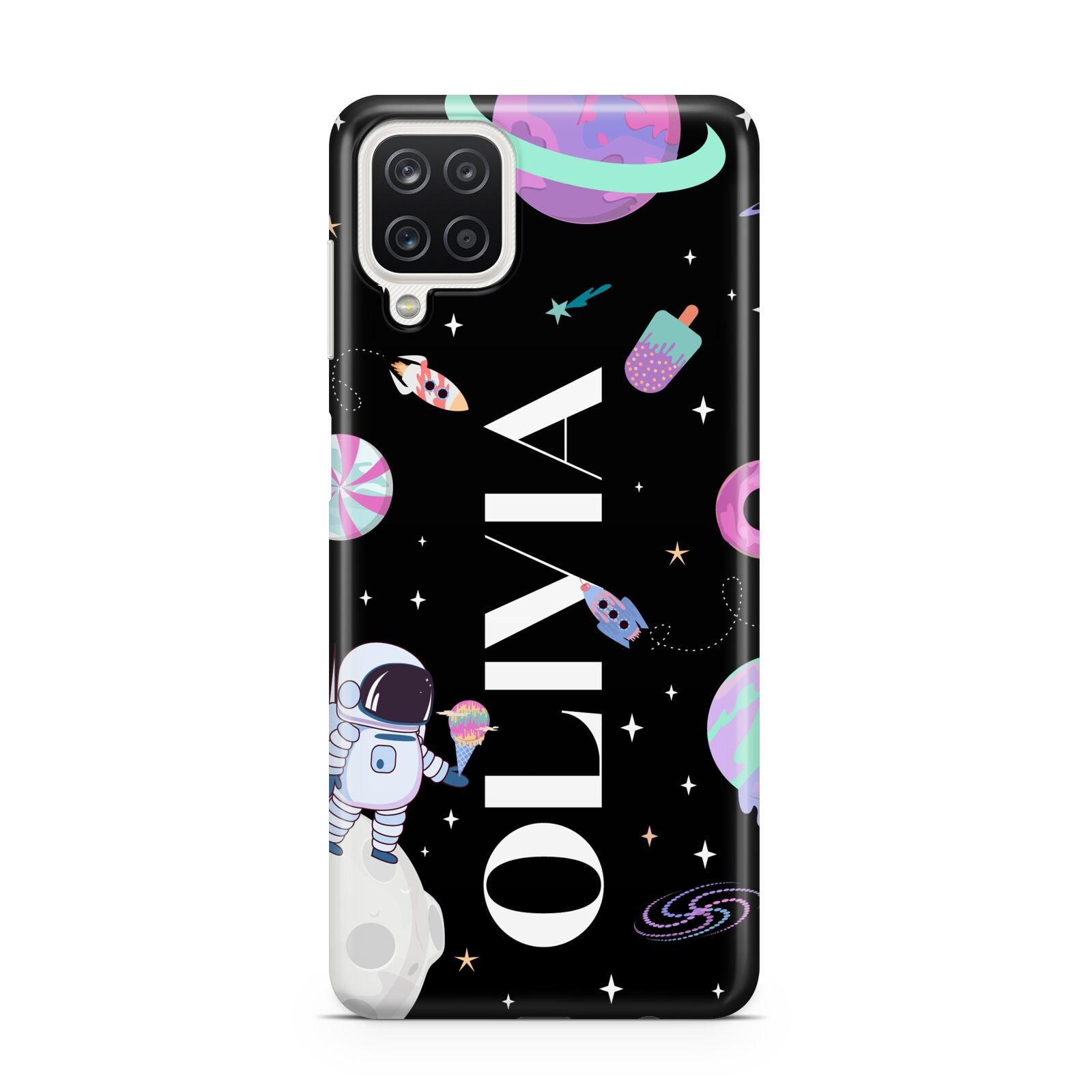 Sweet Treats in Space with Name Samsung A12 Case