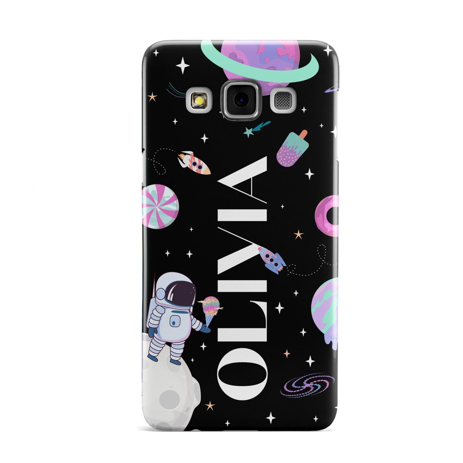 Sweet Treats in Space with Name Samsung Galaxy A3 Case