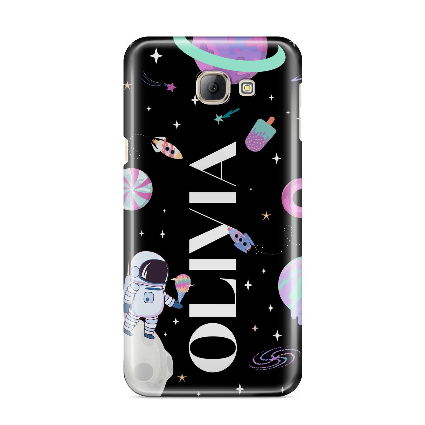 Sweet Treats in Space with Name Samsung Galaxy A8 2016 Case