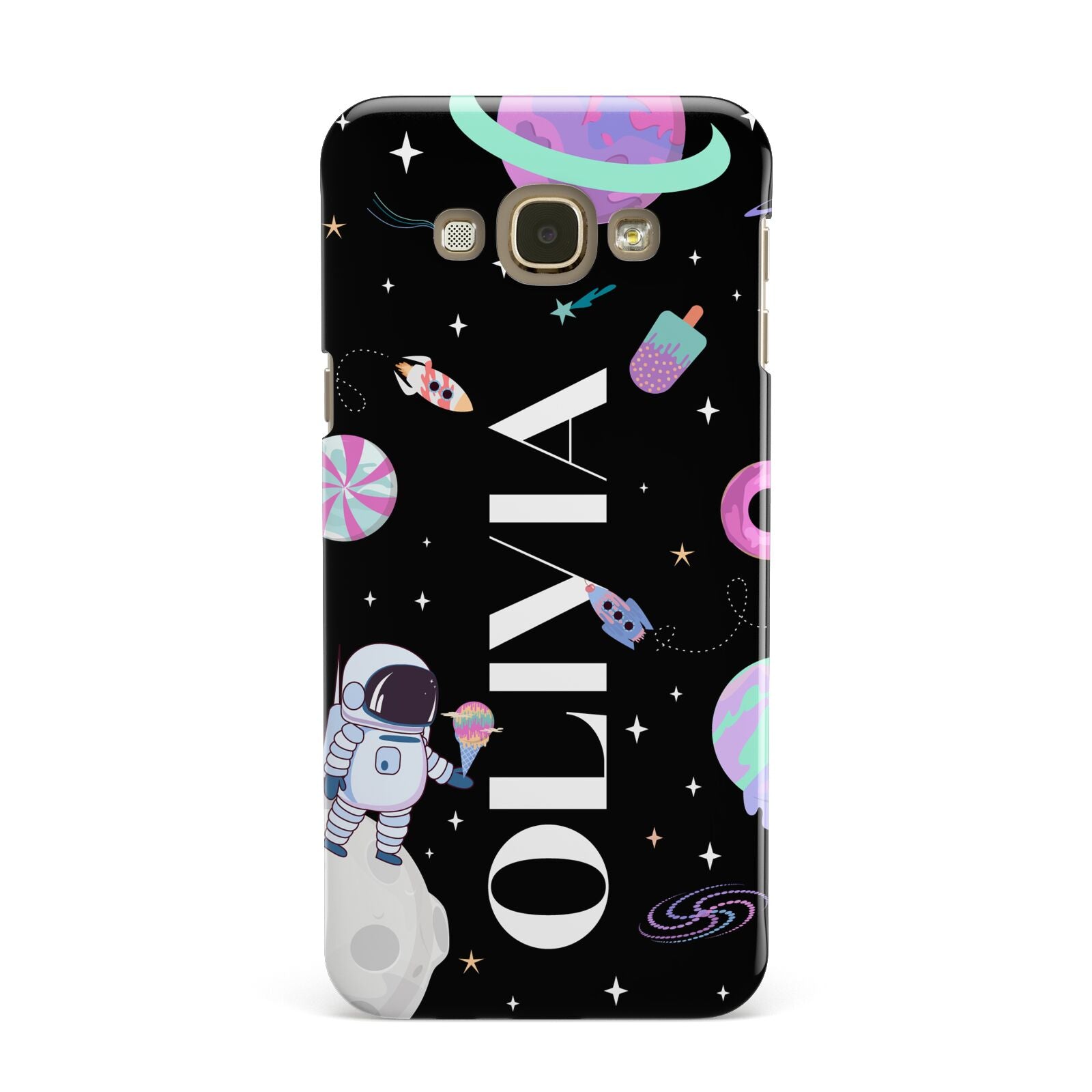 Sweet Treats in Space with Name Samsung Galaxy A8 Case