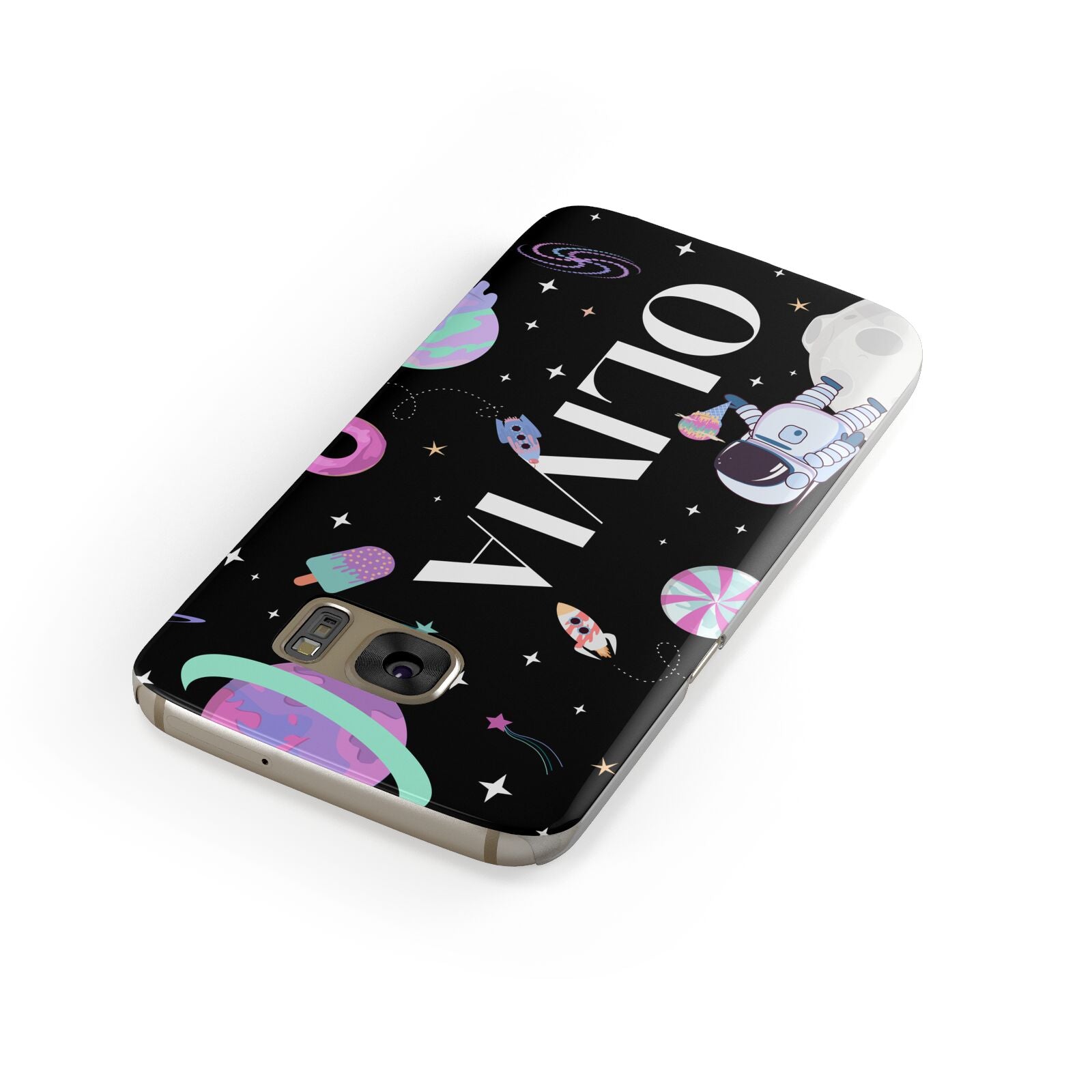 Sweet Treats in Space with Name Samsung Galaxy Case Front Close Up