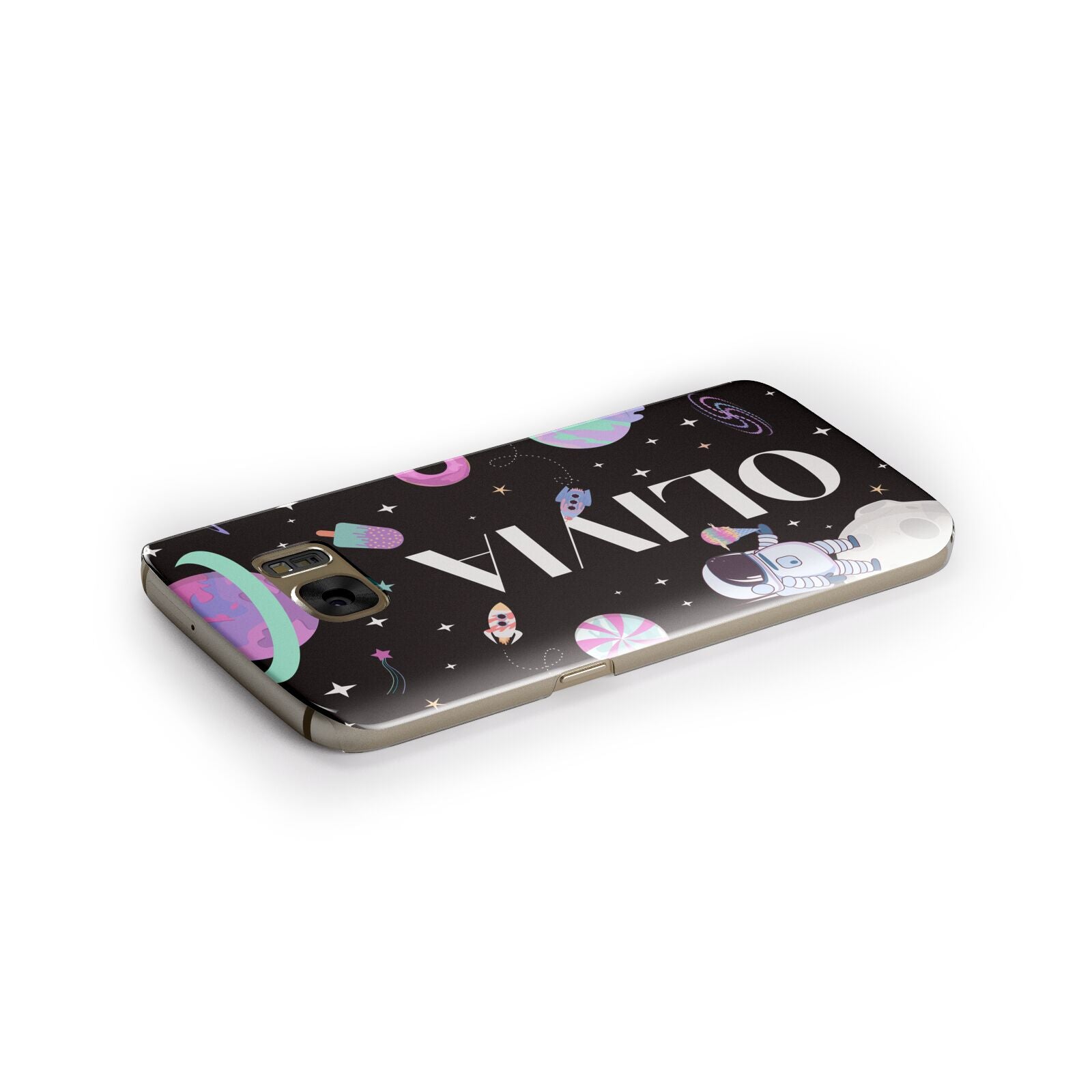 Sweet Treats in Space with Name Samsung Galaxy Case Side Close Up