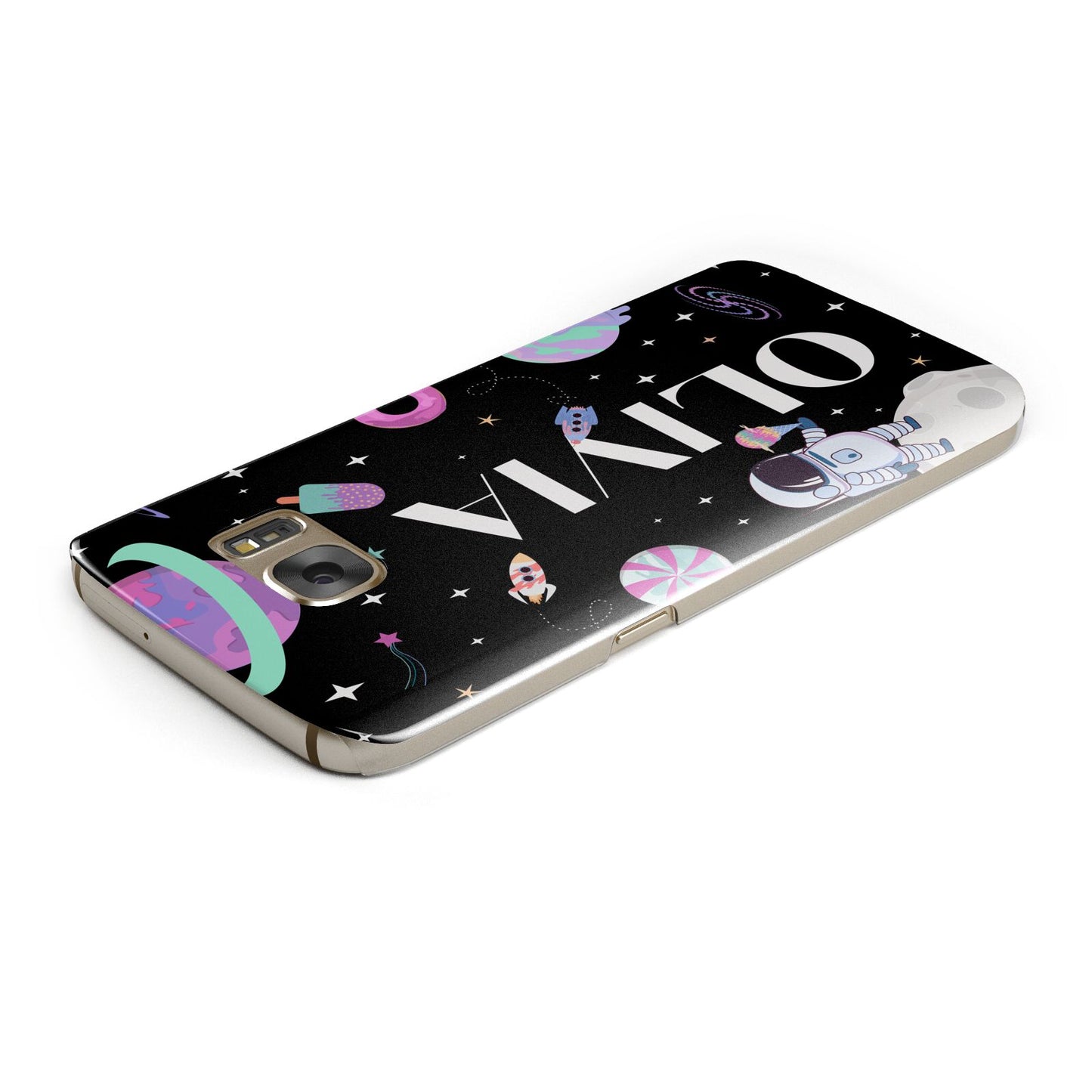 Sweet Treats in Space with Name Samsung Galaxy Case Top Cutout