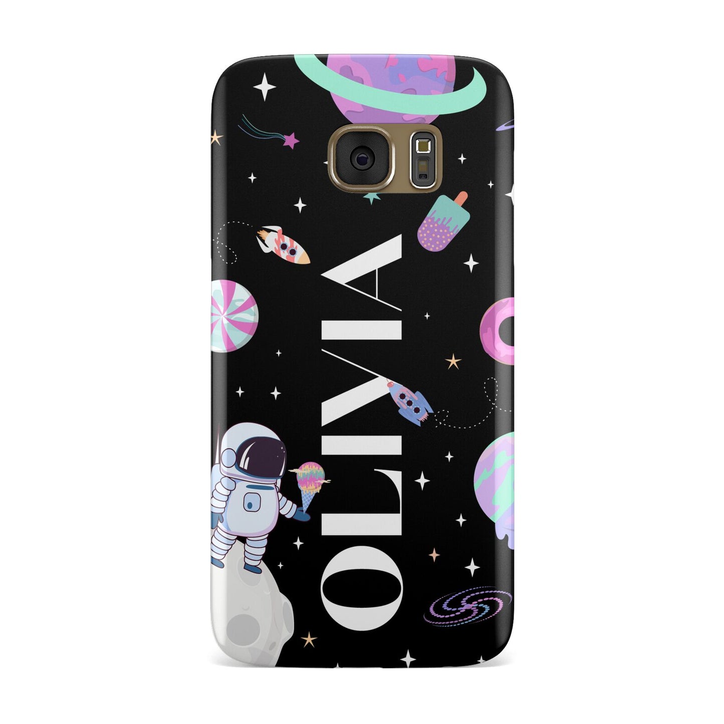 Sweet Treats in Space with Name Samsung Galaxy Case