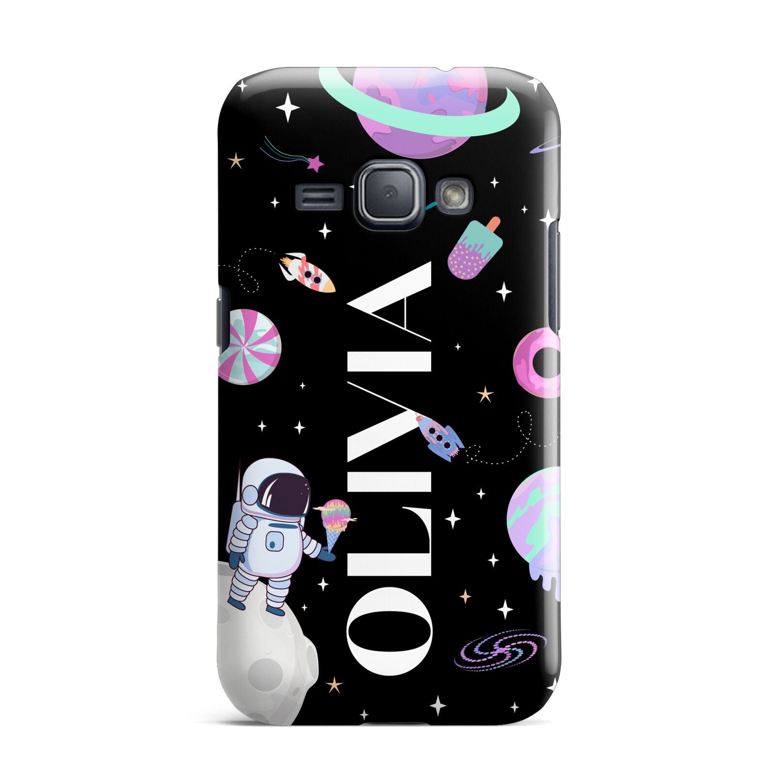 Sweet Treats in Space with Name Samsung Galaxy J1 2016 Case