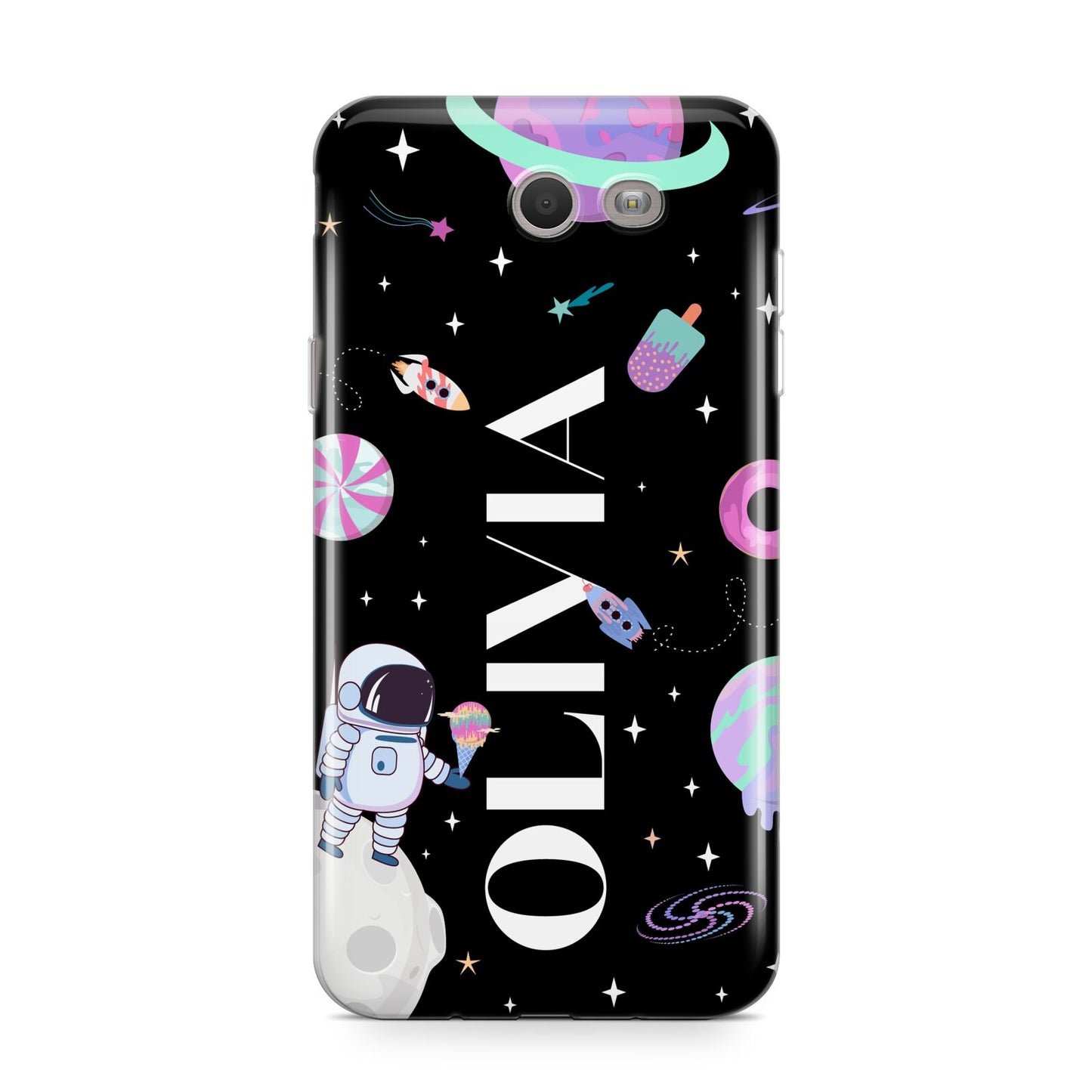 Sweet Treats in Space with Name Samsung Galaxy J7 2017 Case