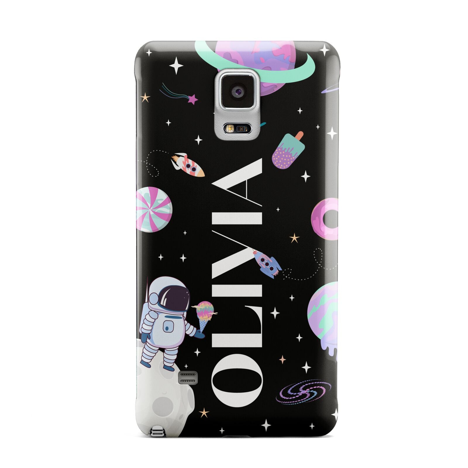 Sweet Treats in Space with Name Samsung Galaxy Note 4 Case