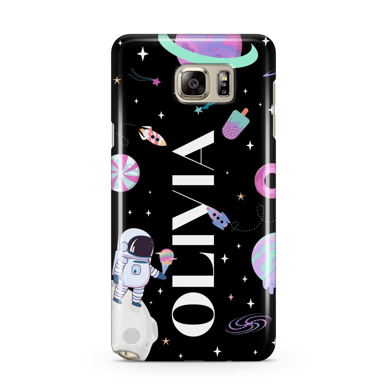 Sweet Treats in Space with Name Samsung Galaxy Note 5 Case