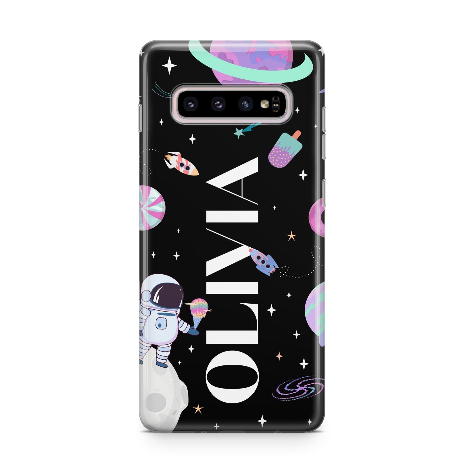 Sweet Treats in Space with Name Samsung Galaxy S10 Plus Case