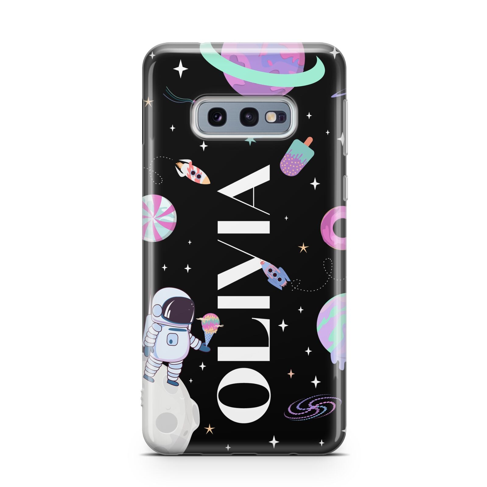 Sweet Treats in Space with Name Samsung Galaxy S10E Case