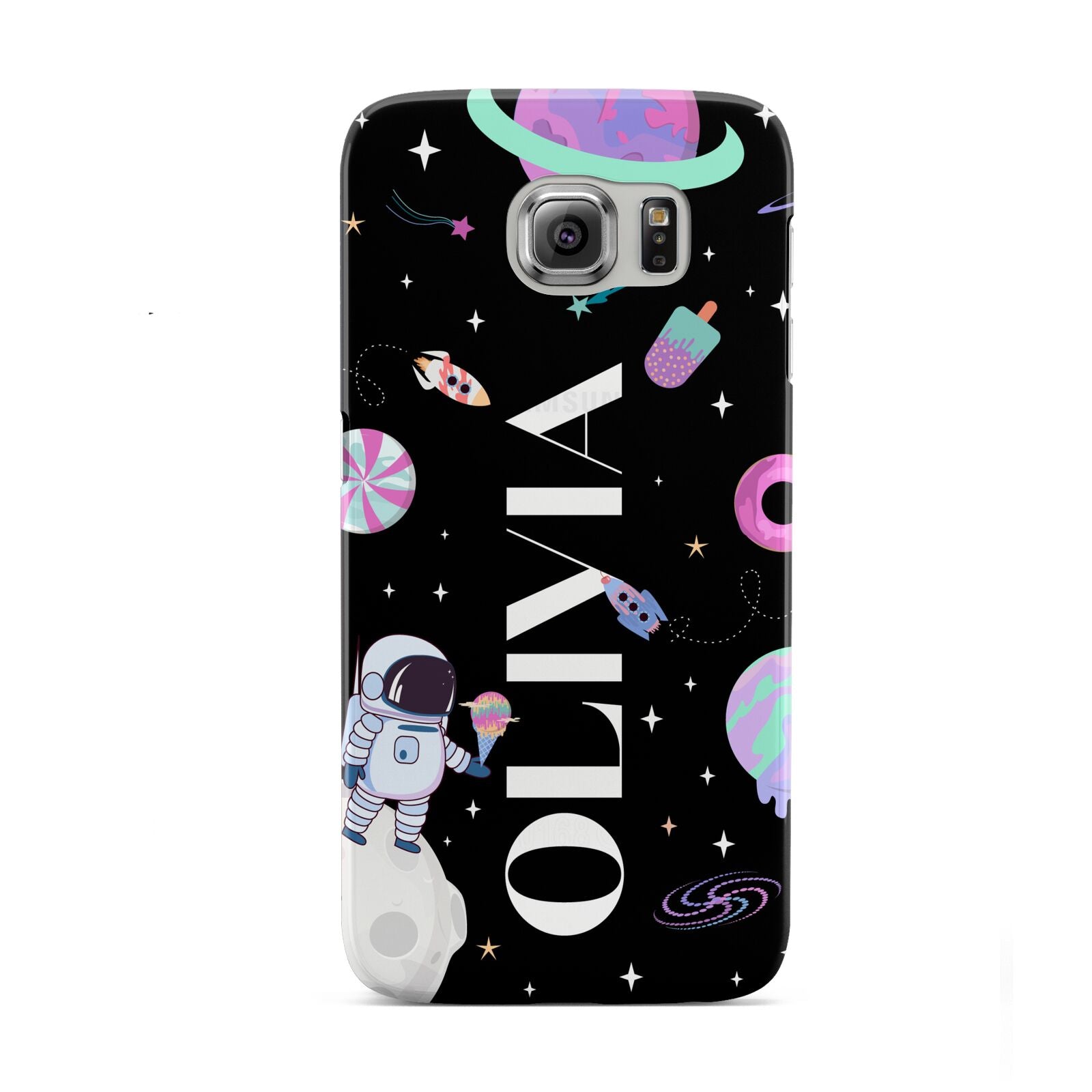 Sweet Treats in Space with Name Samsung Galaxy S6 Case