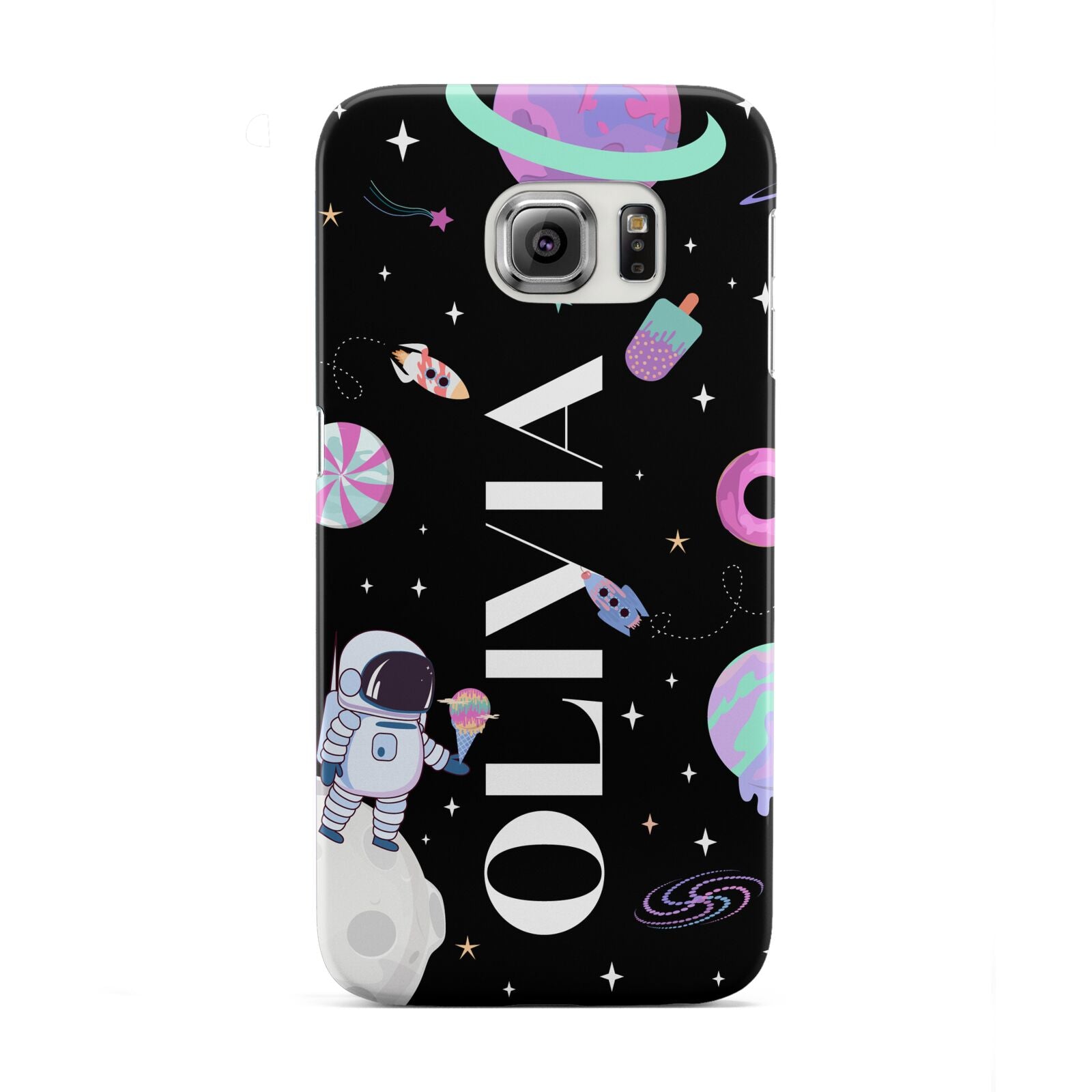 Sweet Treats in Space with Name Samsung Galaxy S6 Edge Case