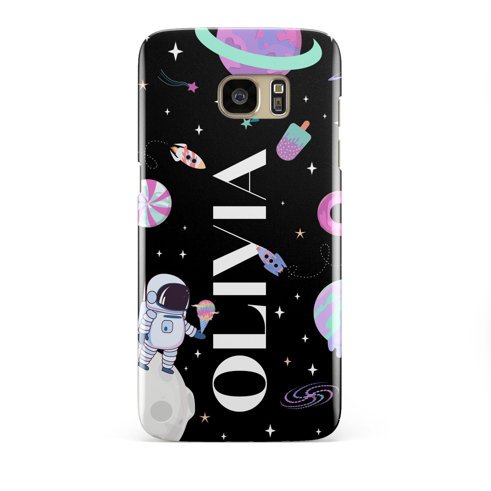 Sweet Treats in Space with Name Samsung Galaxy S7 Edge Case