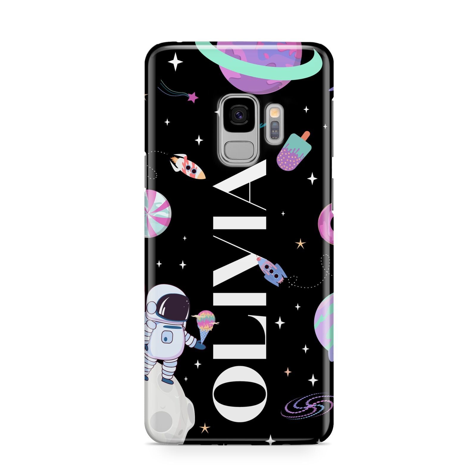 Sweet Treats in Space with Name Samsung Galaxy S9 Case