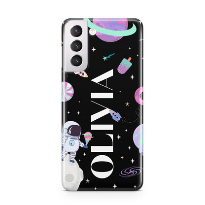 Sweet Treats in Space with Name Samsung S21 Case