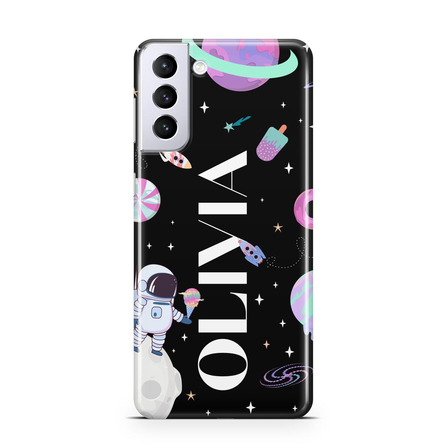 Sweet Treats in Space with Name Samsung S21 Plus Case