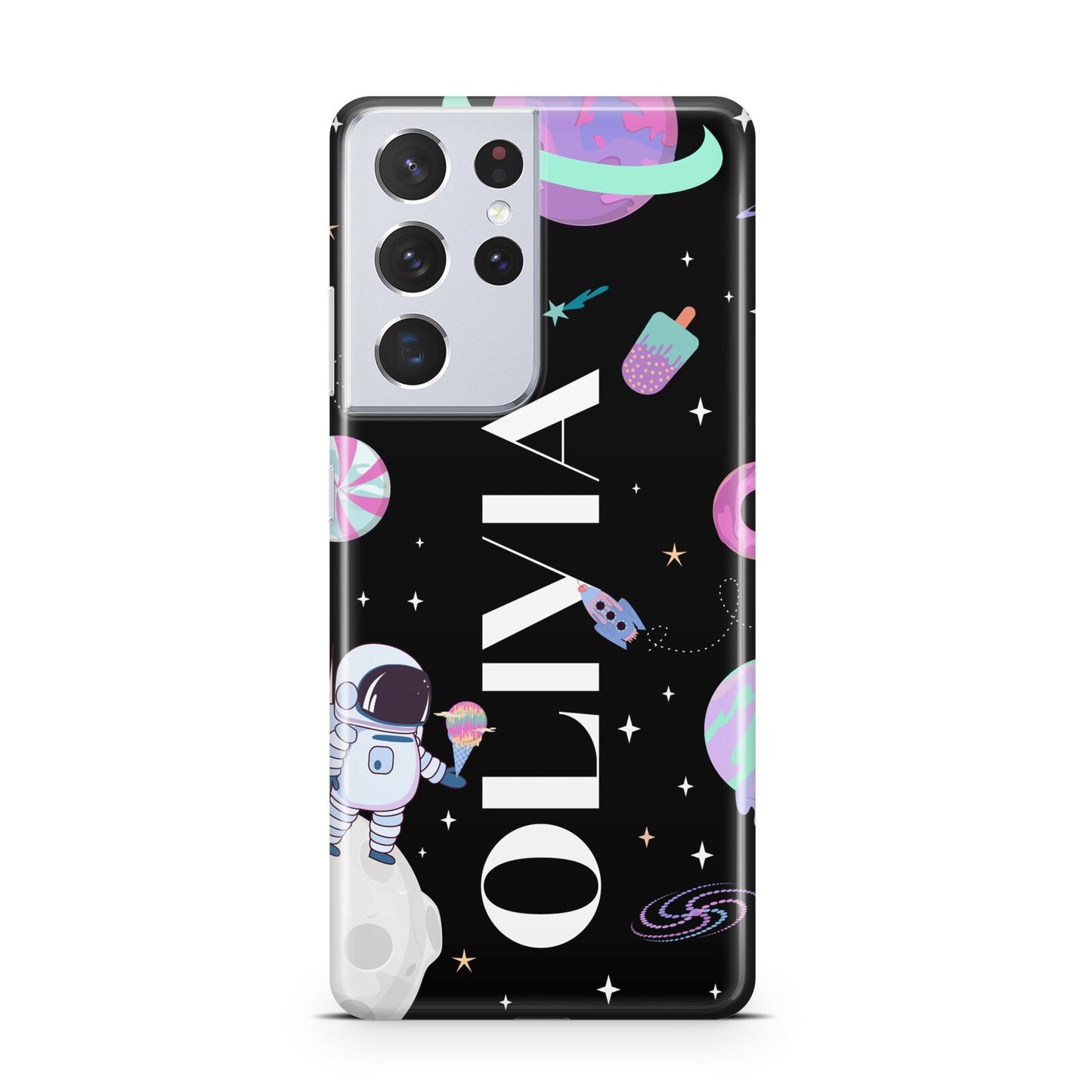 Sweet Treats in Space with Name Samsung S21 Ultra Case