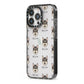 Tamaskan Icon with Name iPhone 13 Pro Black Impact Case Side Angle on Silver phone