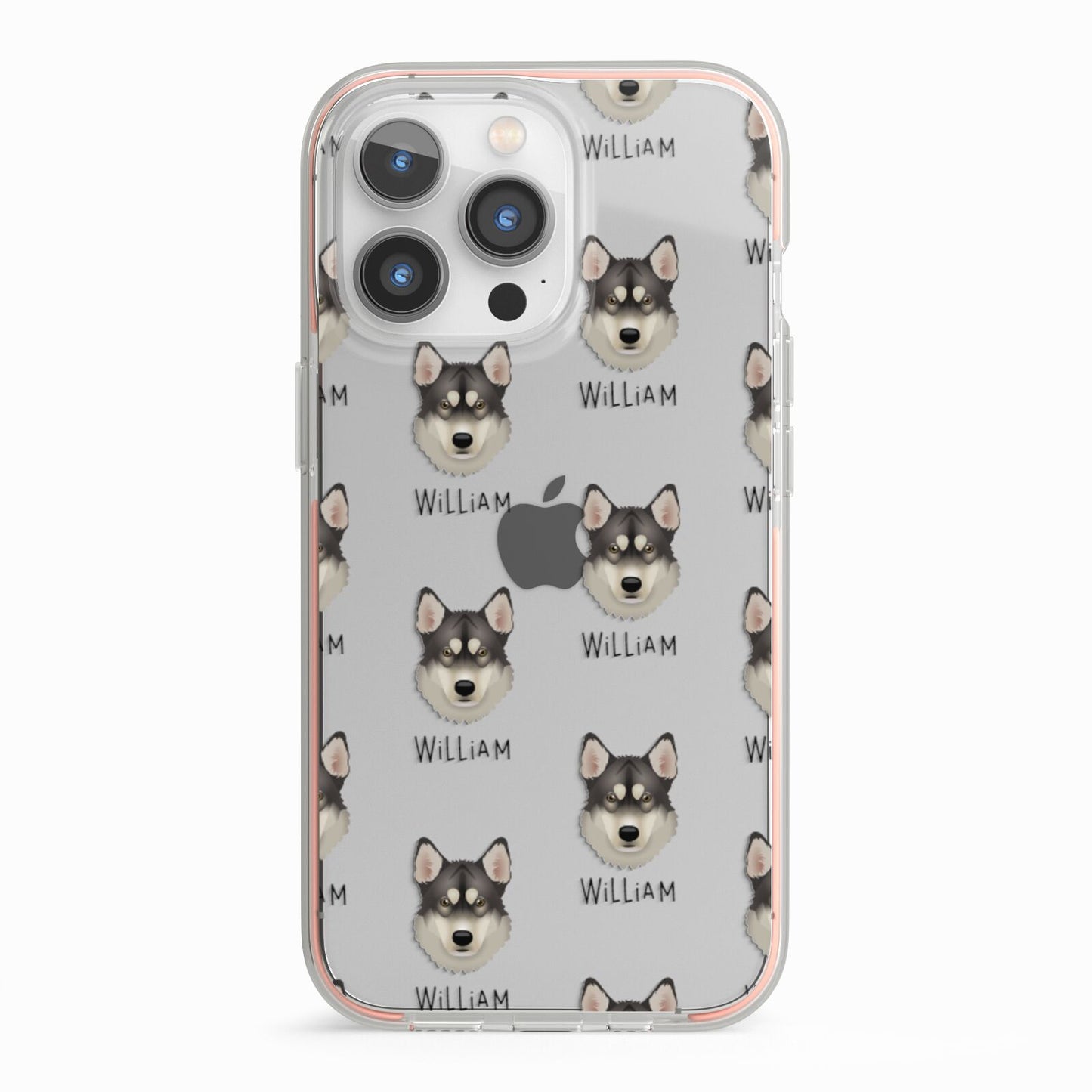 Tamaskan Icon with Name iPhone 13 Pro TPU Impact Case with Pink Edges