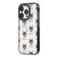 Tamaskan Icon with Name iPhone 14 Pro Black Impact Case Side Angle on Silver phone