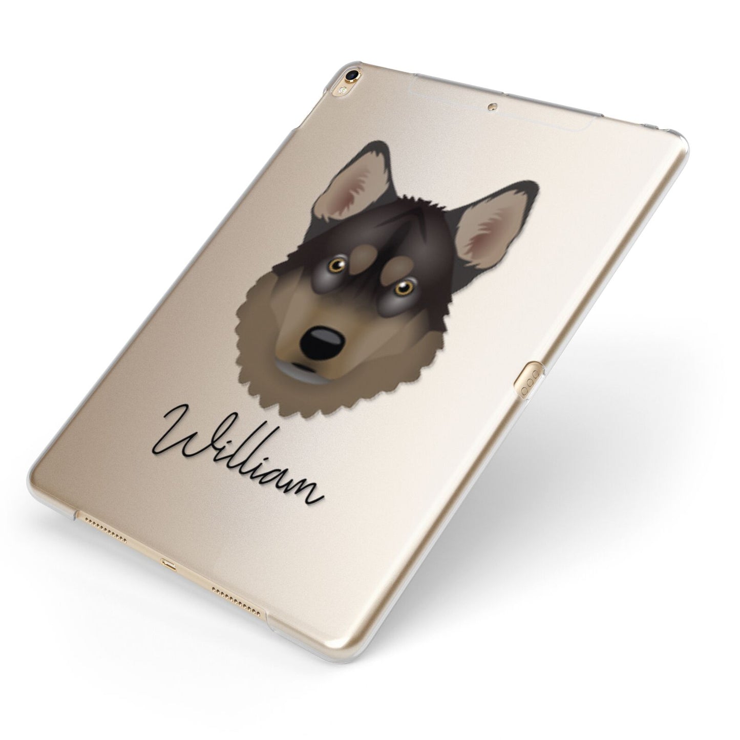 Tamaskan Personalised Apple iPad Case on Gold iPad Side View