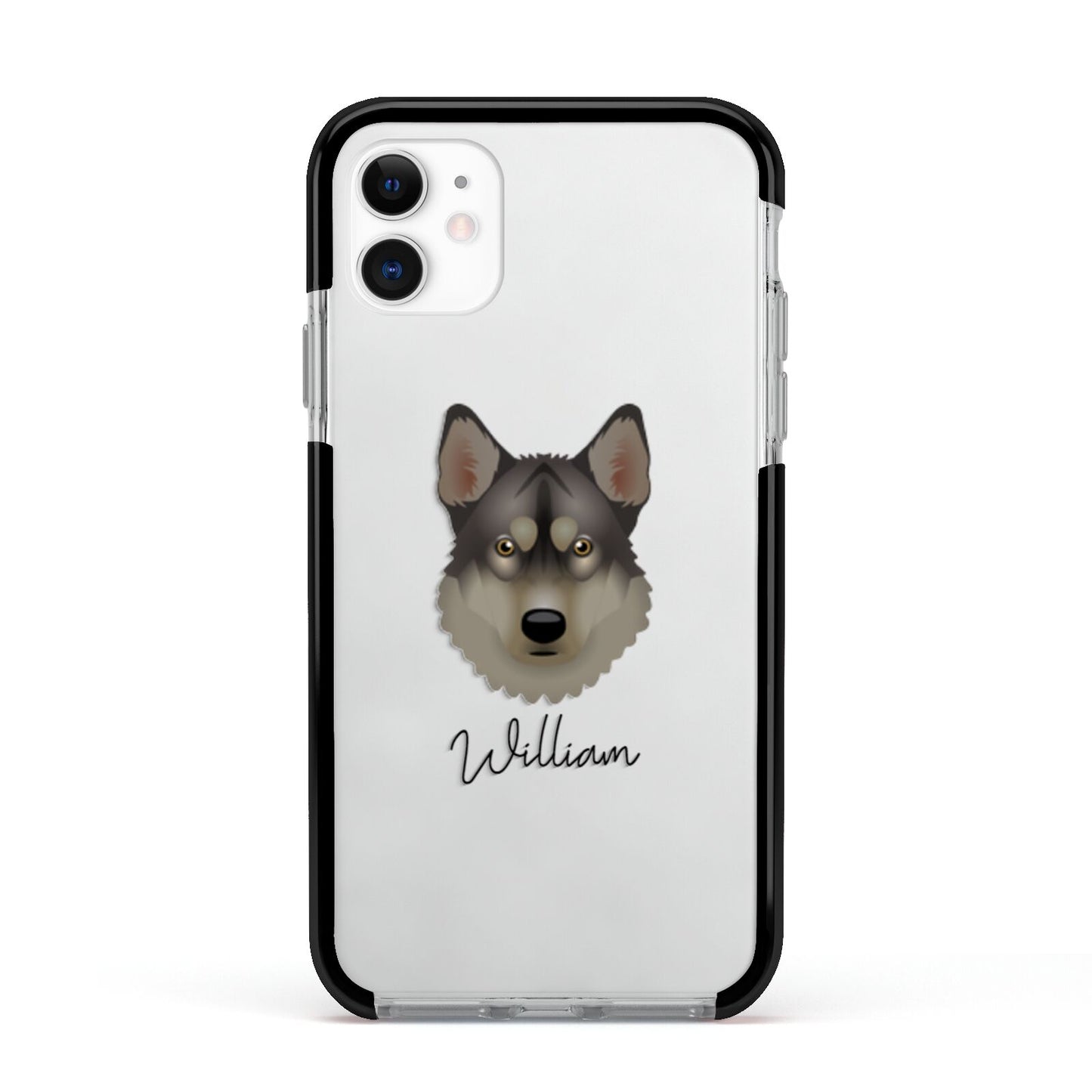 Tamaskan Personalised Apple iPhone 11 in White with Black Impact Case