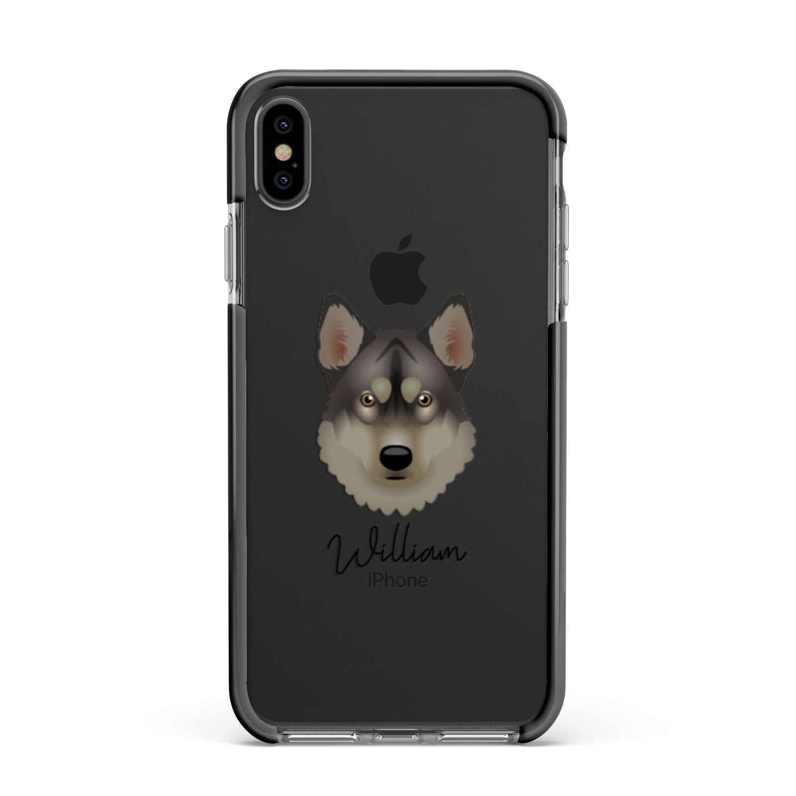 Tamaskan Personalised Apple iPhone Xs Max Impact Case Black Edge on Black Phone