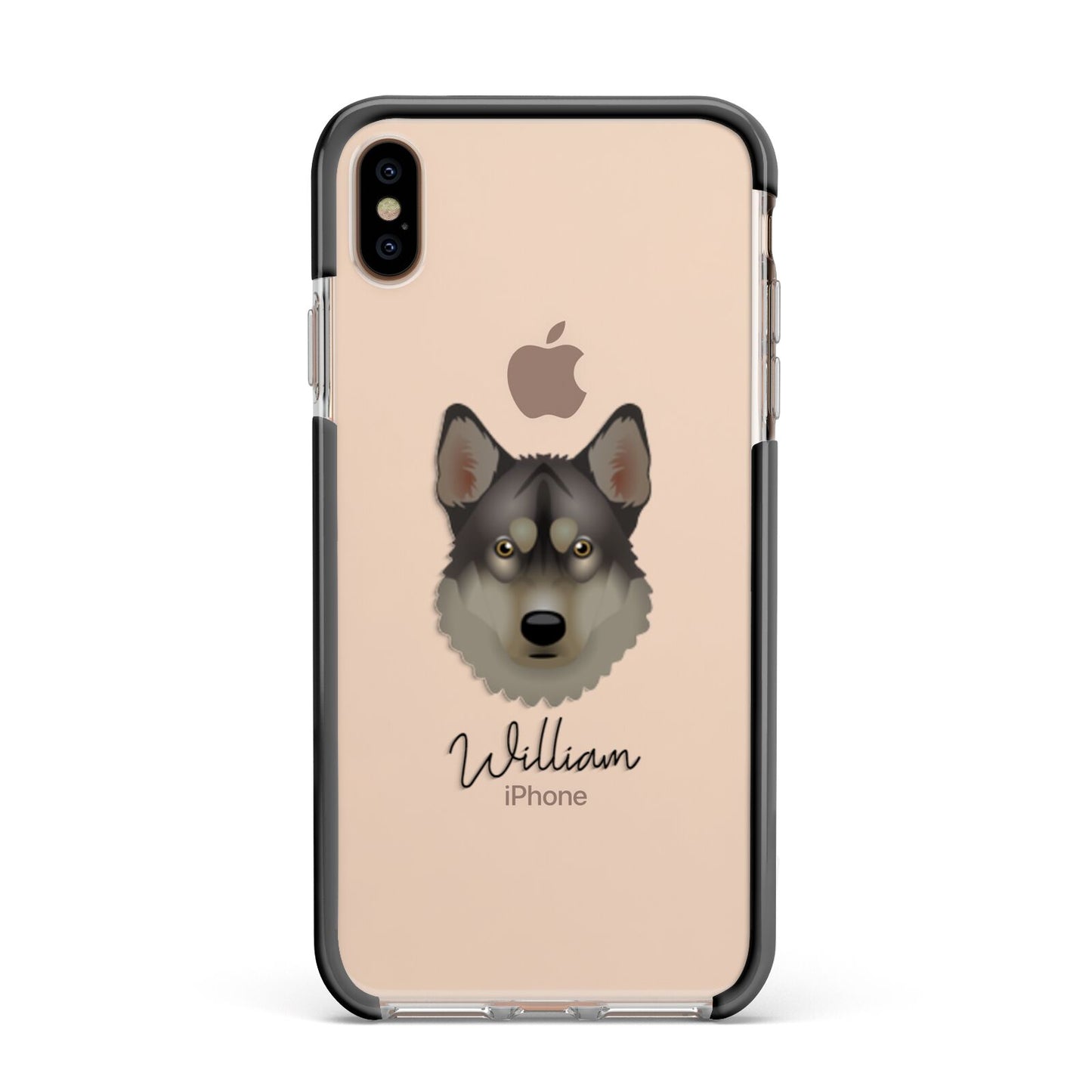 Tamaskan Personalised Apple iPhone Xs Max Impact Case Black Edge on Gold Phone