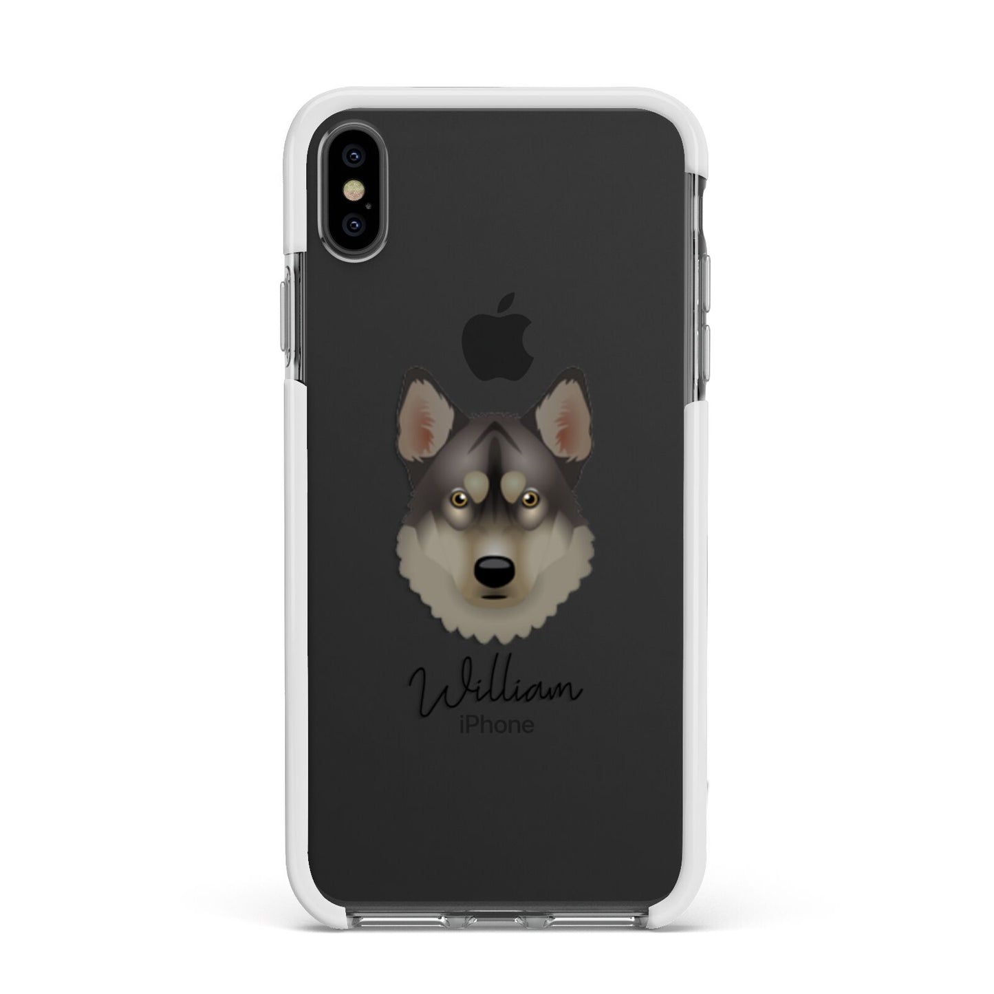 Tamaskan Personalised Apple iPhone Xs Max Impact Case White Edge on Black Phone