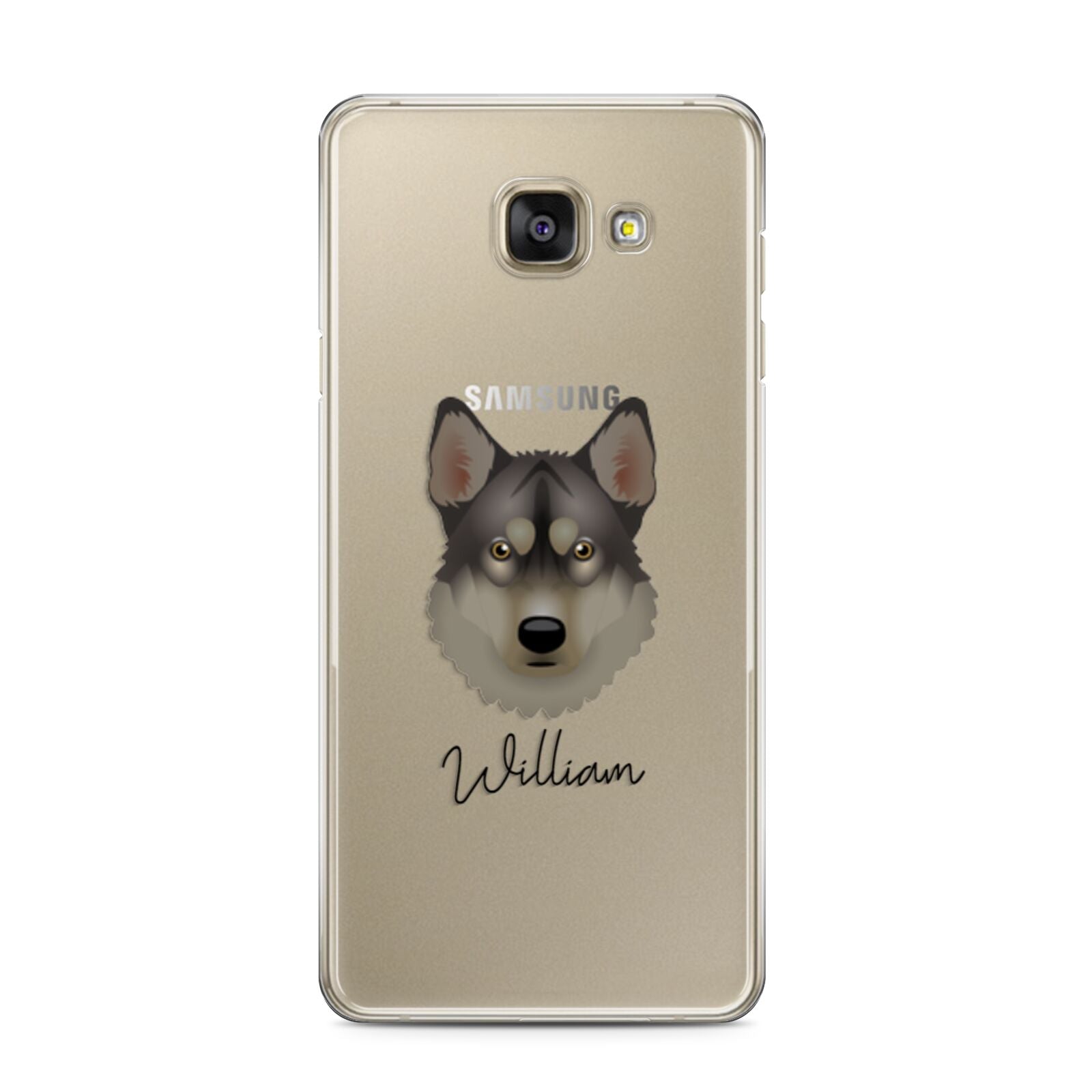 Tamaskan Personalised Samsung Galaxy A3 2016 Case on gold phone