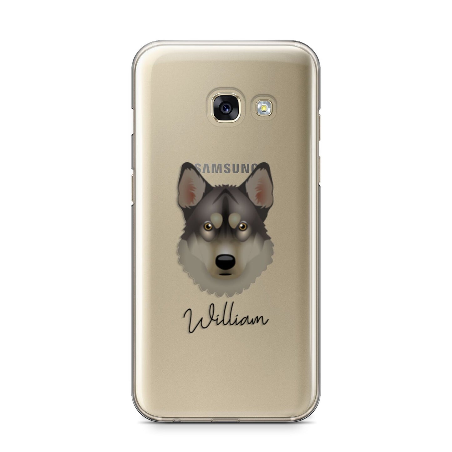 Tamaskan Personalised Samsung Galaxy A3 2017 Case on gold phone