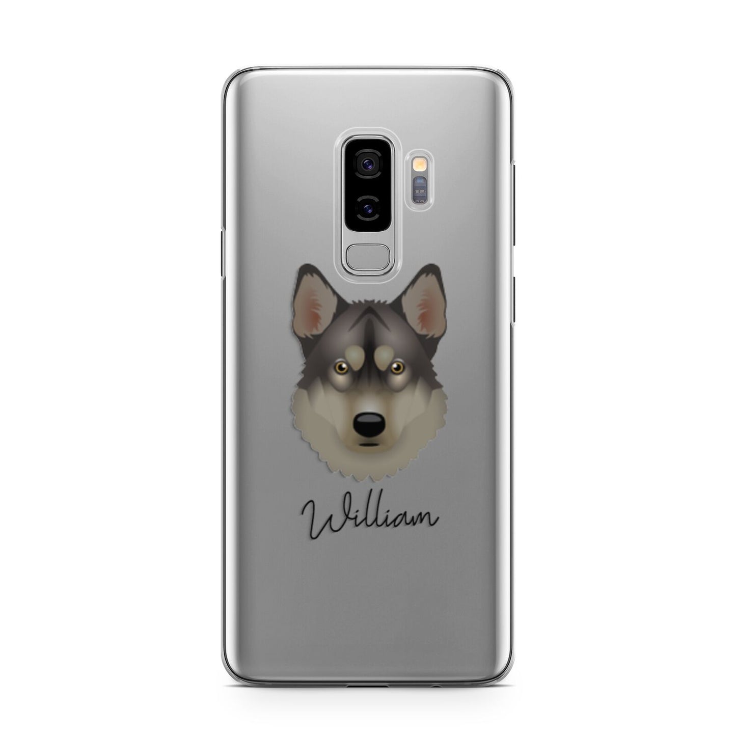 Tamaskan Personalised Samsung Galaxy S9 Plus Case on Silver phone