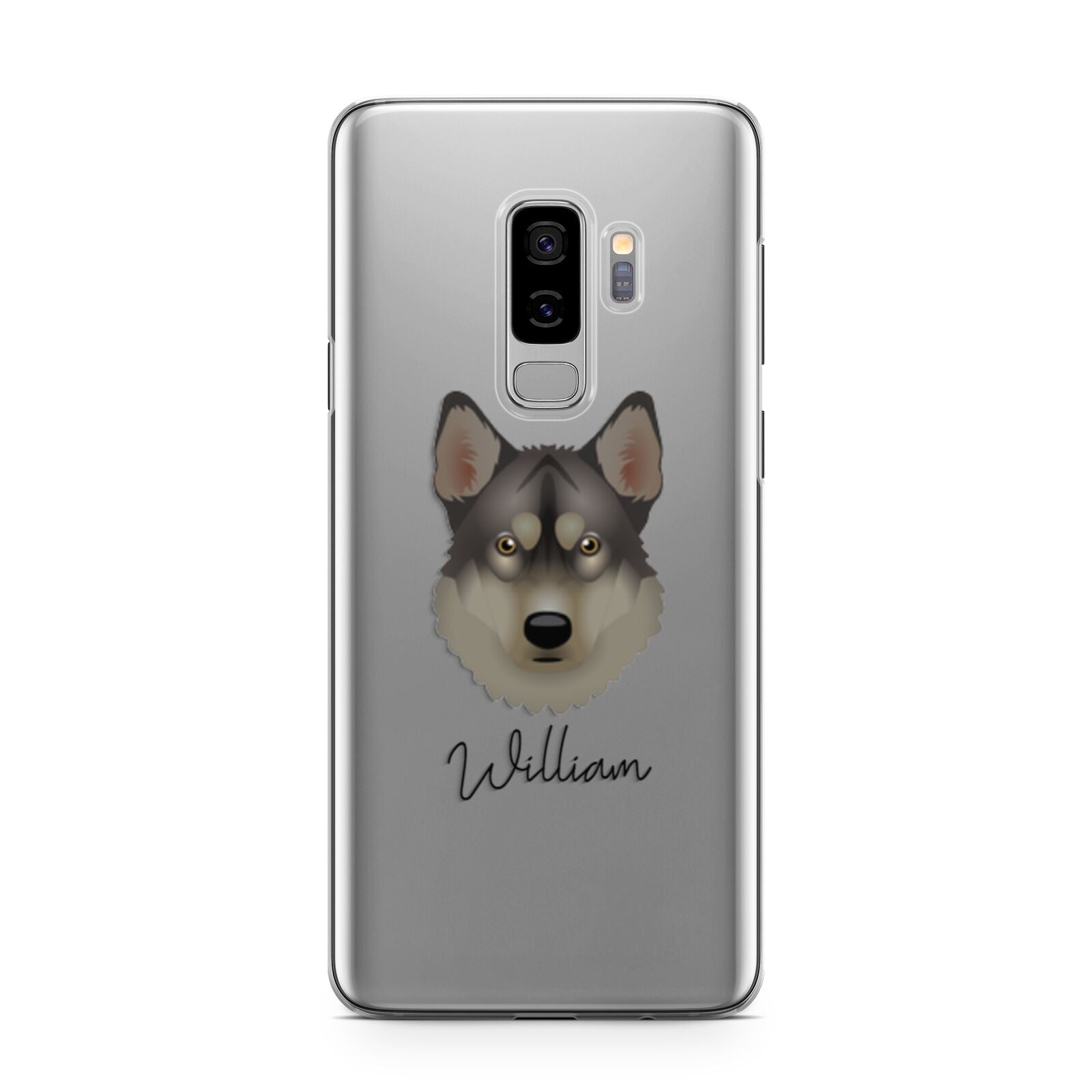 Tamaskan Personalised Samsung Galaxy S9 Plus Case on Silver phone