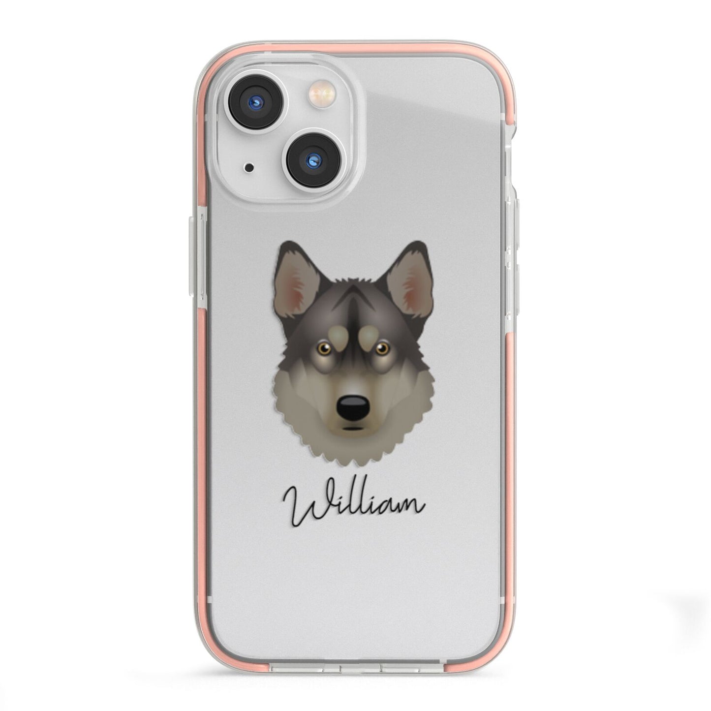 Tamaskan Personalised iPhone 13 Mini TPU Impact Case with Pink Edges