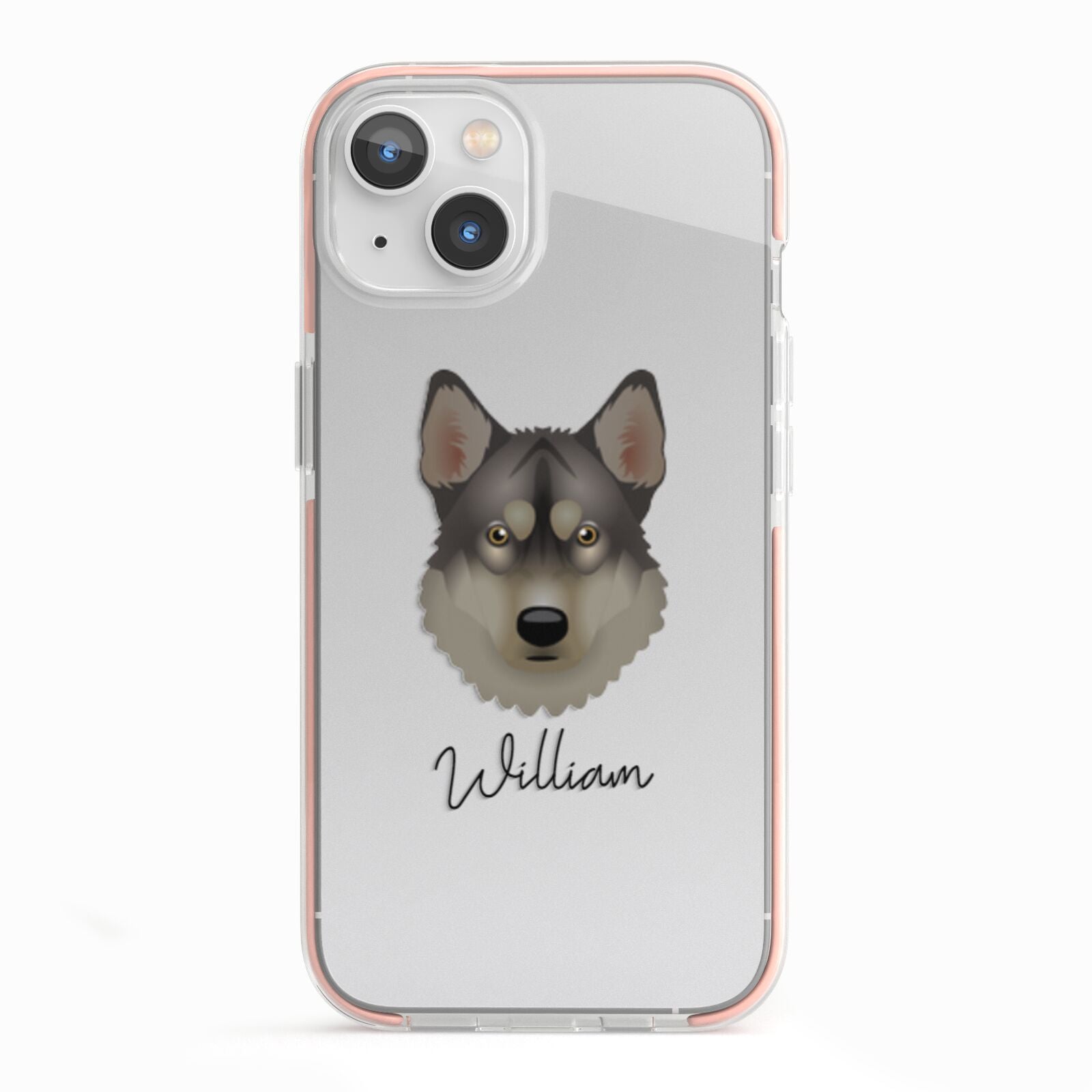 Tamaskan Personalised iPhone 13 TPU Impact Case with Pink Edges