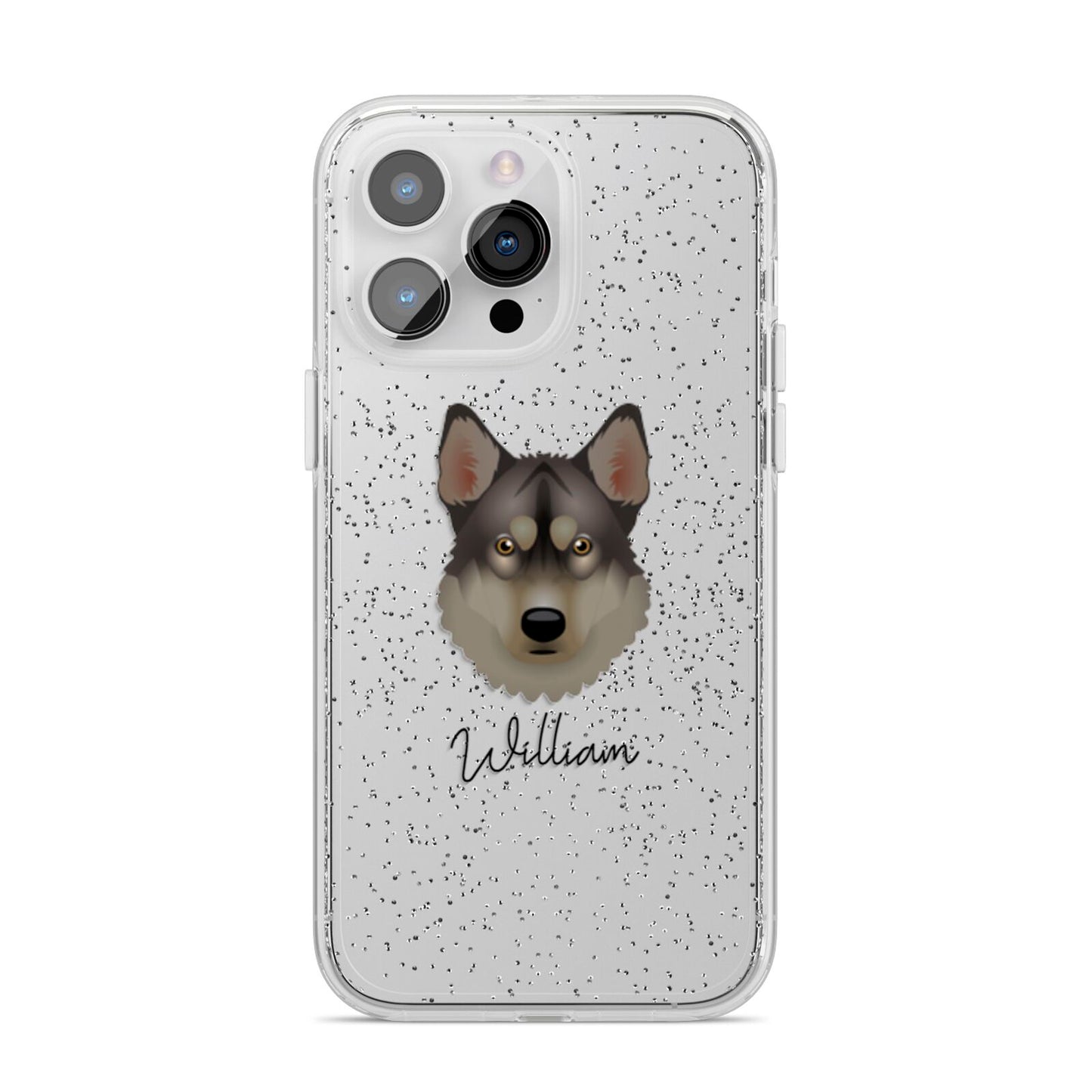 Tamaskan Personalised iPhone 14 Pro Max Glitter Tough Case Silver