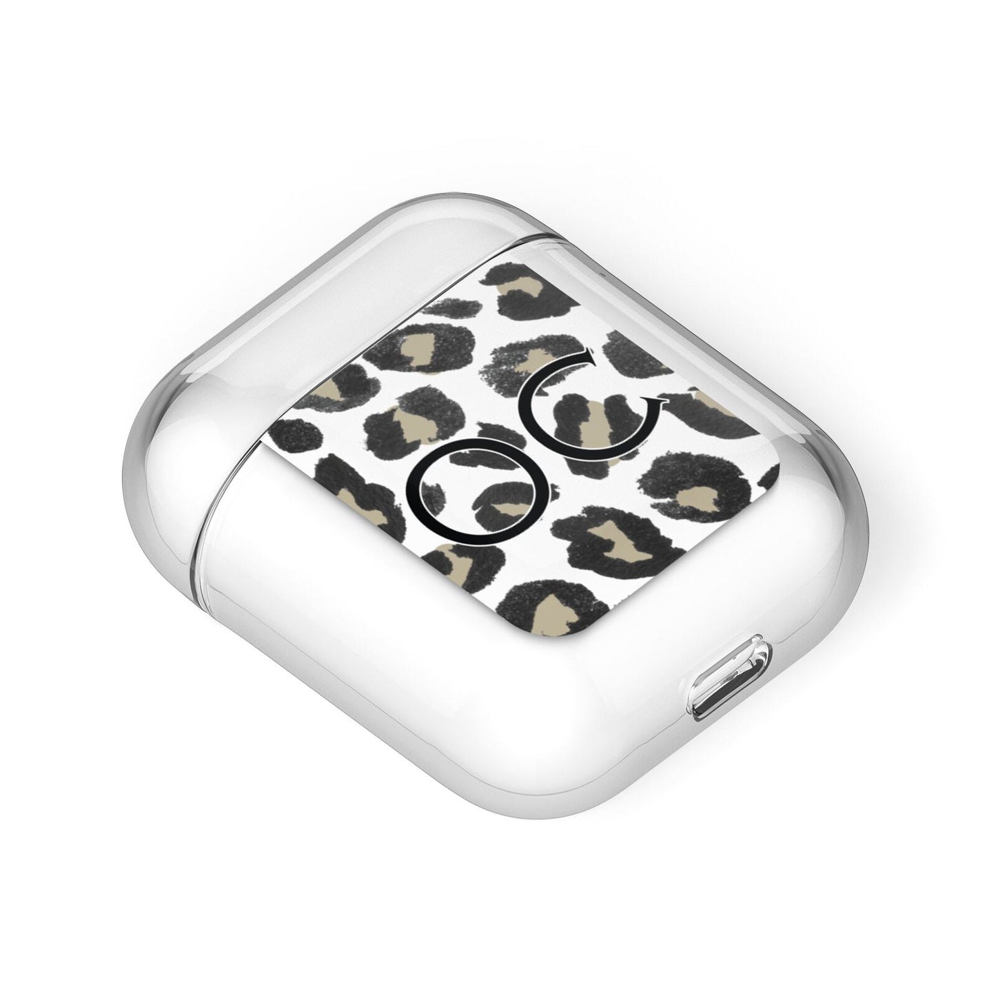 Tan Leopard Print Pattern AirPods Case Laid Flat