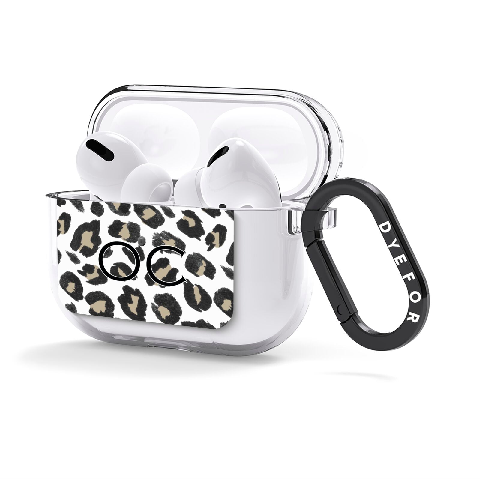 Tan Leopard Print Pattern AirPods Clear Case 3rd Gen Side Image