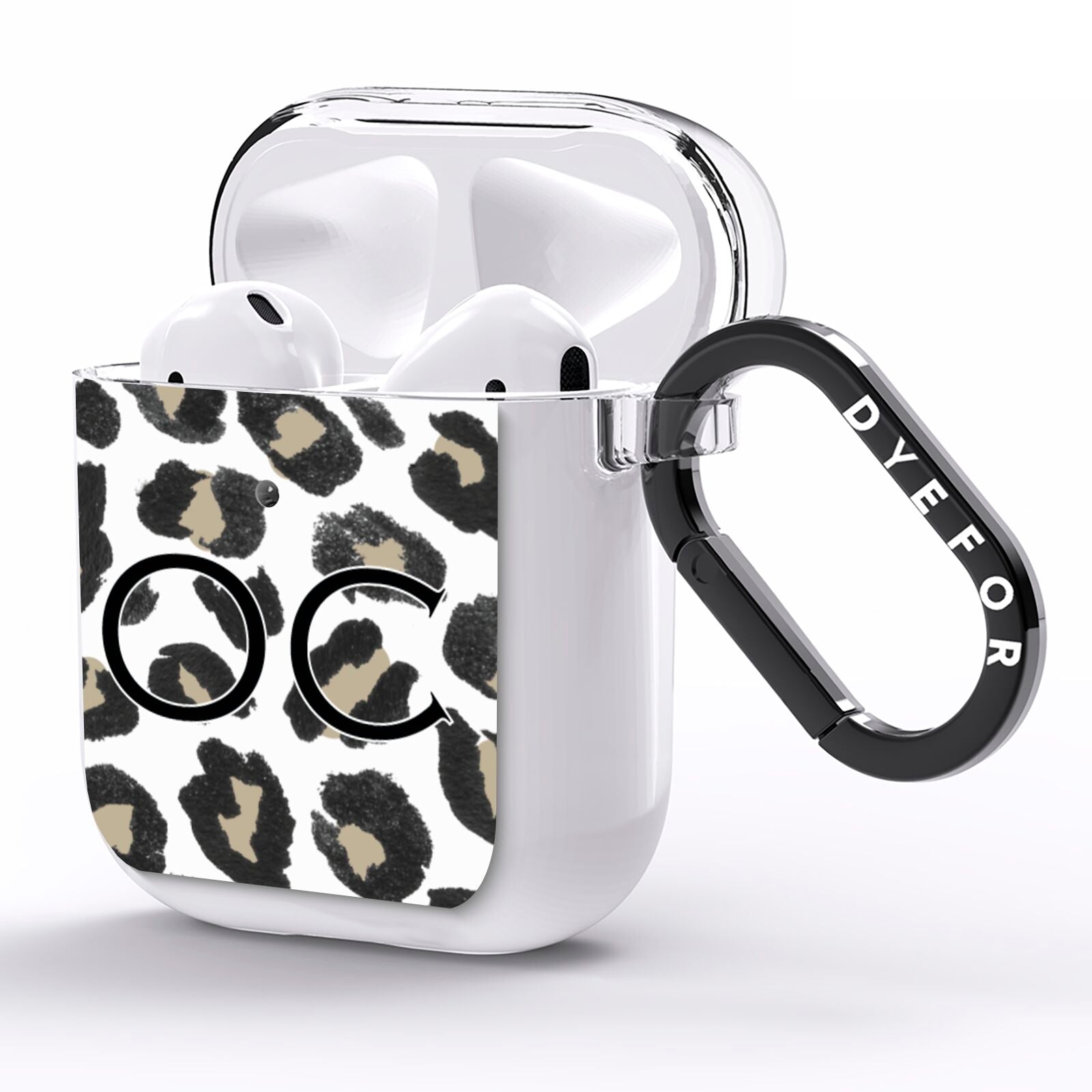 Tan Leopard Print Pattern AirPods Clear Case Side Image