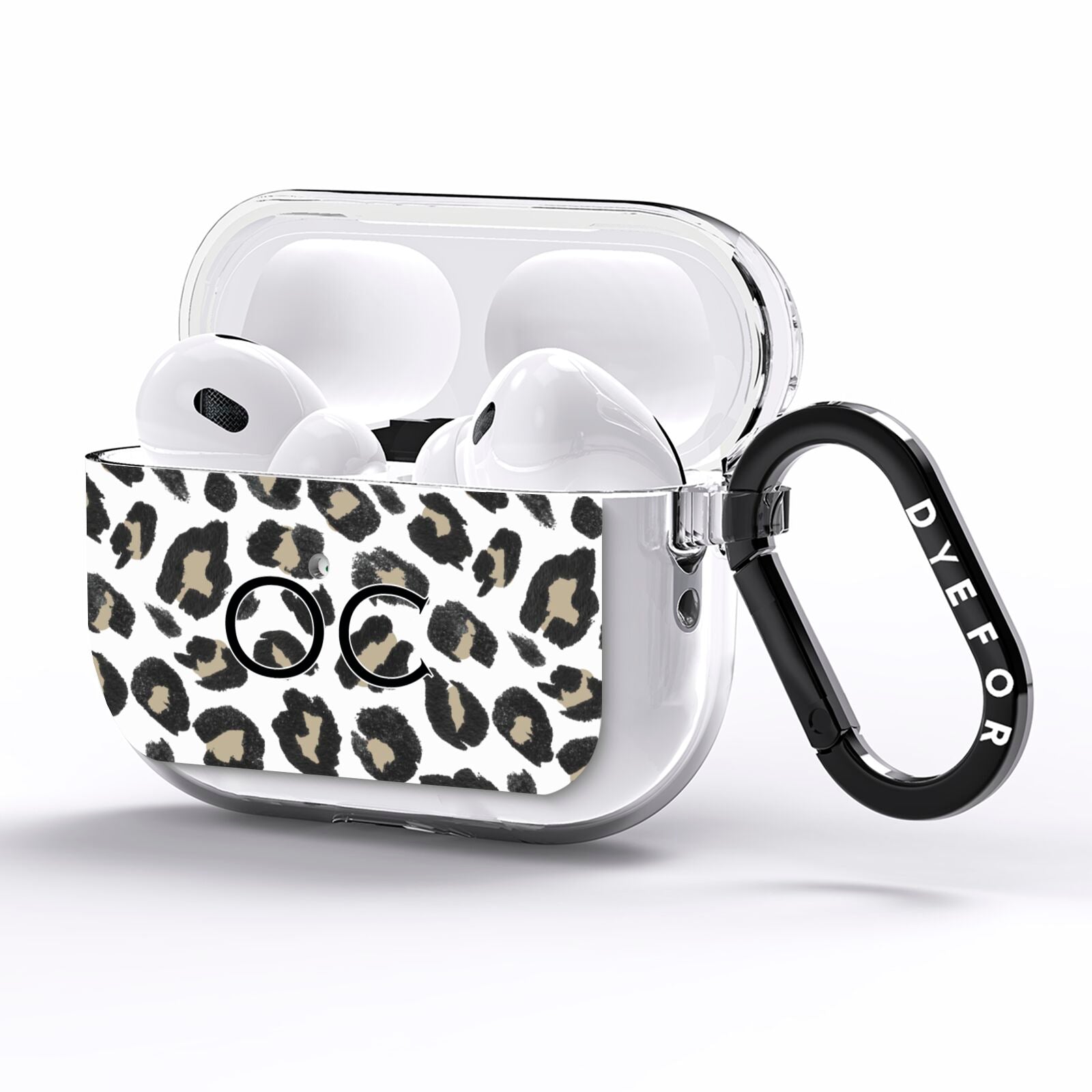 Tan Leopard Print Pattern AirPods Pro Clear Case Side Image