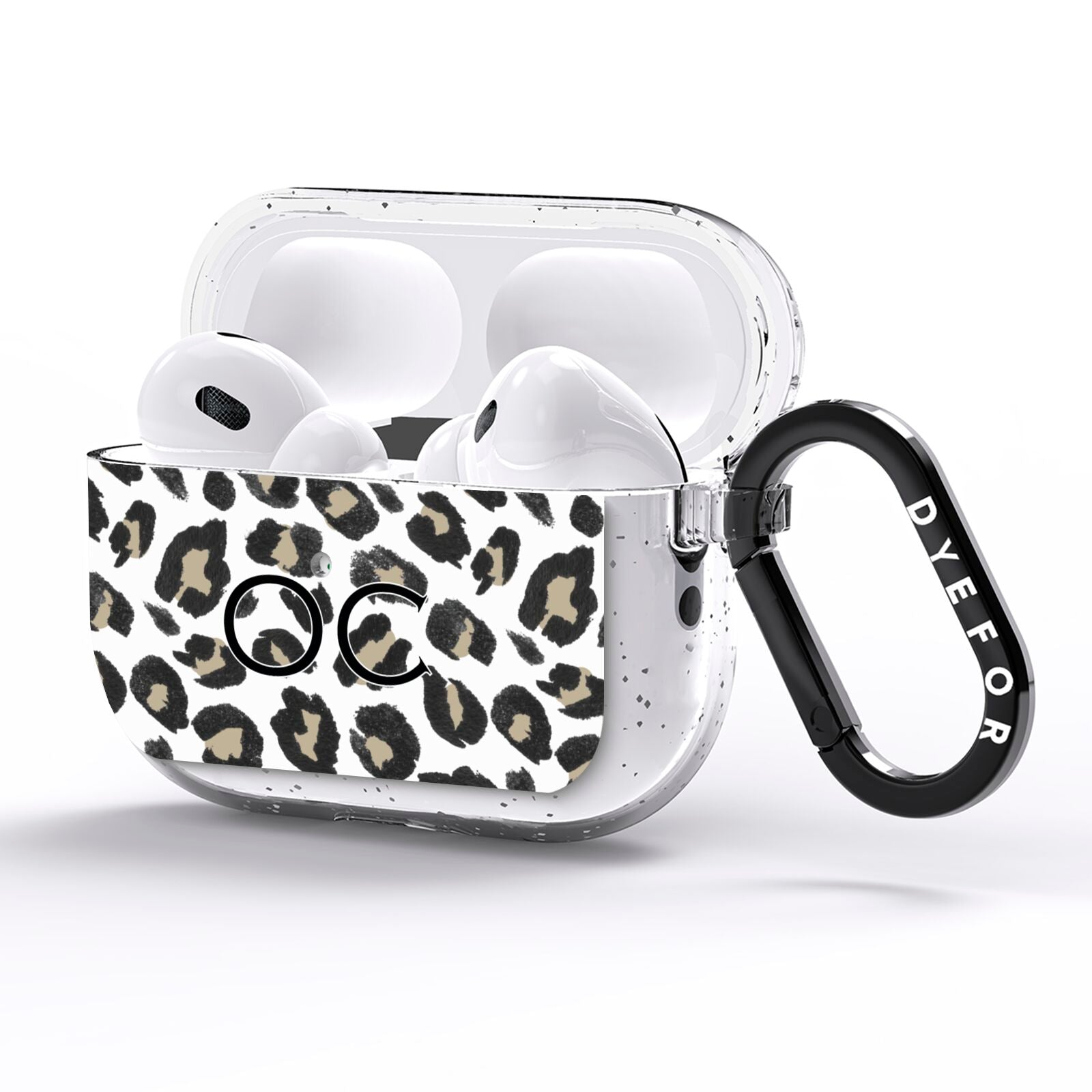 Tan Leopard Print Pattern AirPods Pro Glitter Case Side Image