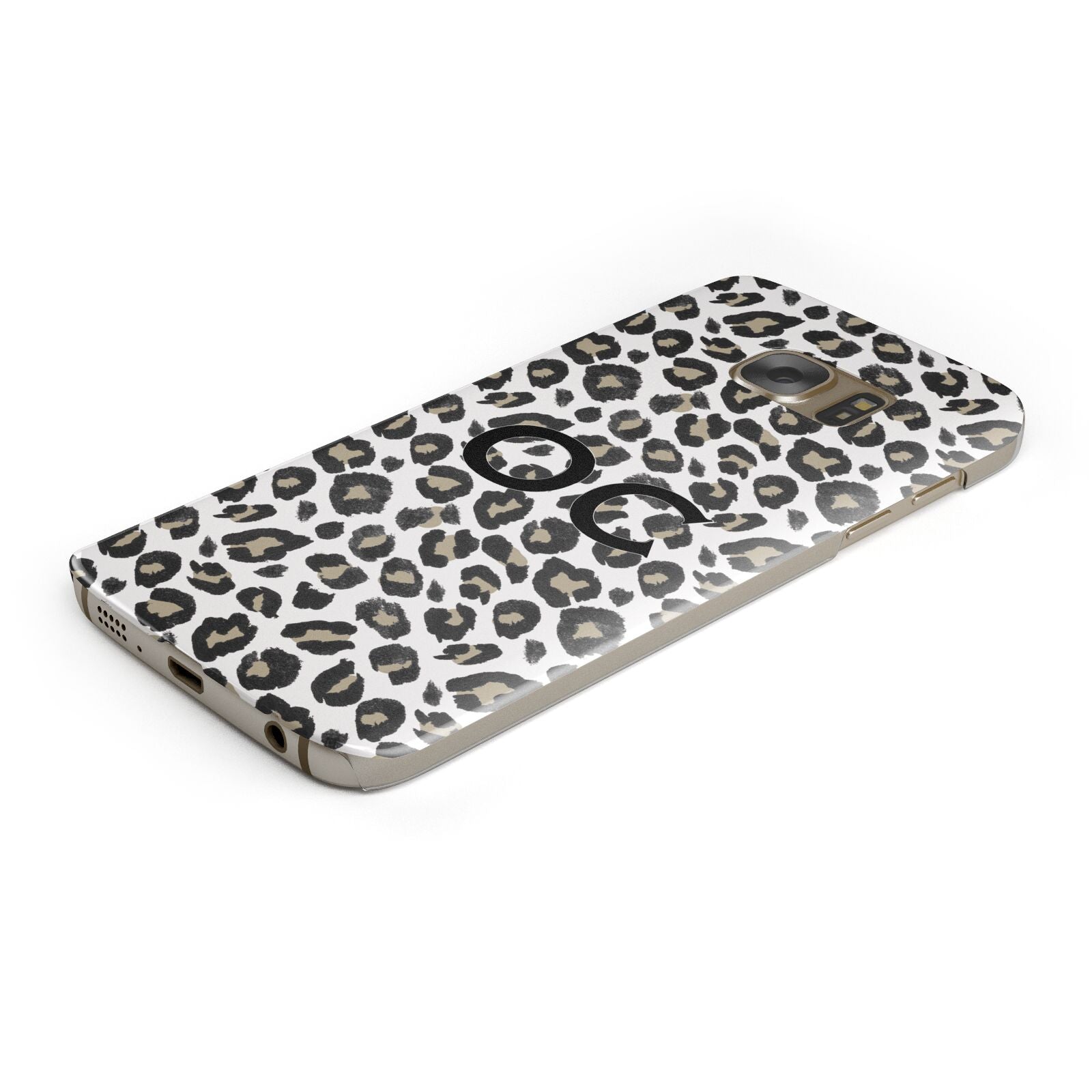 Tan Leopard Print Pattern Protective Samsung Galaxy Case Angled Image