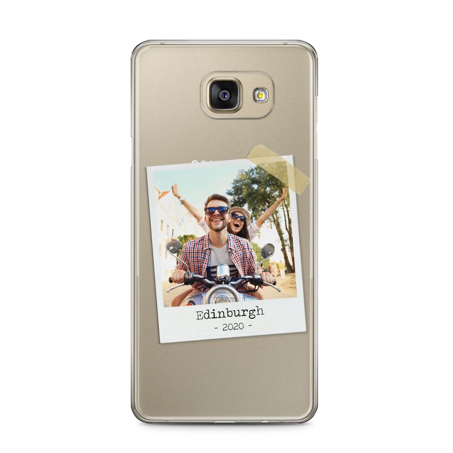 Taped Holiday Snap Photo Upload Samsung Galaxy A5 2016 Case on gold phone